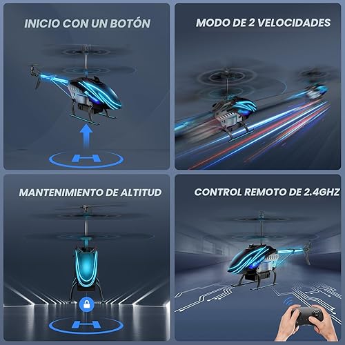 Miniatura 3 de Helicóptero RC, helicóptero de control remoto para niños con 30 minutos de vuelo (2 baterías), modos de luz LED 7+1, sujeción de altitud, juguetes
