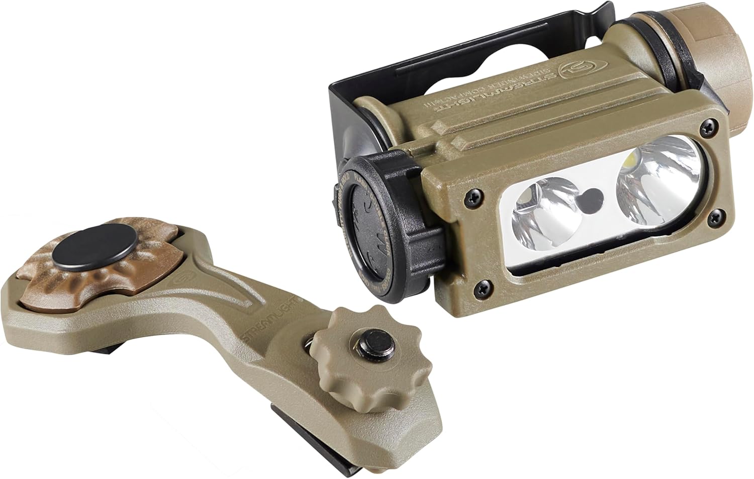 Streamlight 14211 Sidewinder Compact III 275-Lumen 3200-Candela User Configurable Model Hands-Free Angle Head Flashlight with Hook and Loop Mount and White, Blue, Green, Red LEDs, and IR, Coyote