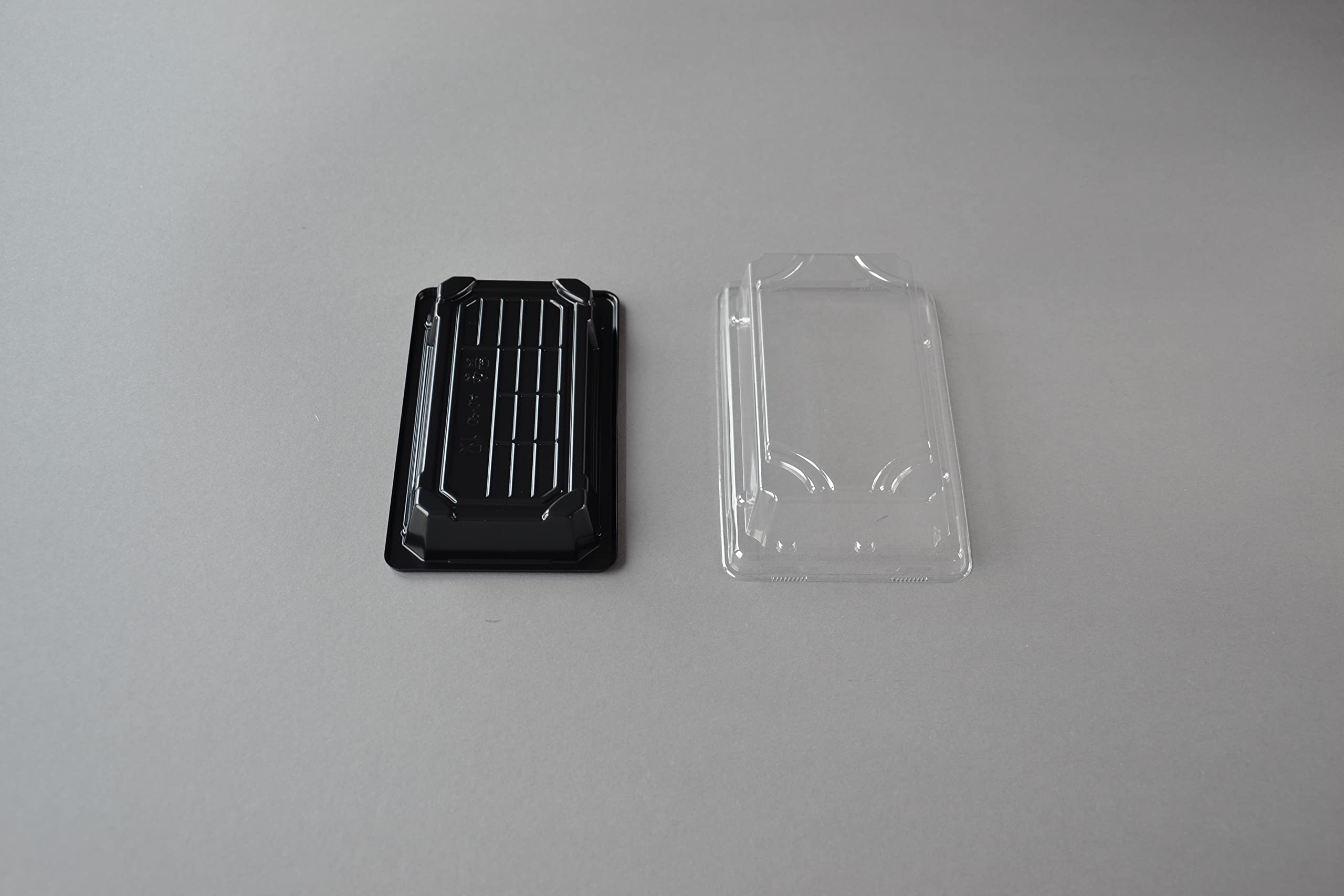 400 Stück Sushi Schalen OP 0.4 mit Deckel (168×93×31 mm) Sushibox Sushi-Verpackung Tray Take Away Box Schale, Schale-Schwarz, Deckel-Transparent