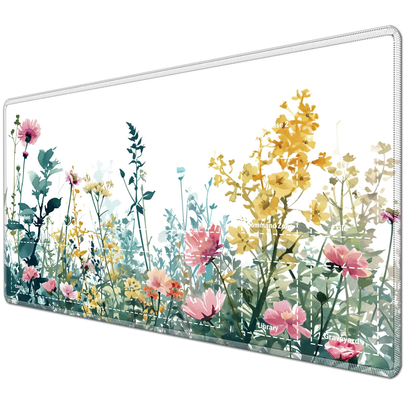 JANENFNA TCG Playmat with Magic Zones 24 x 14 inches Mousepad Compatible for MTG Trading Card Game Play Mats Smooth Rubber Surface Magic The Gathering Play Mat, Weeds