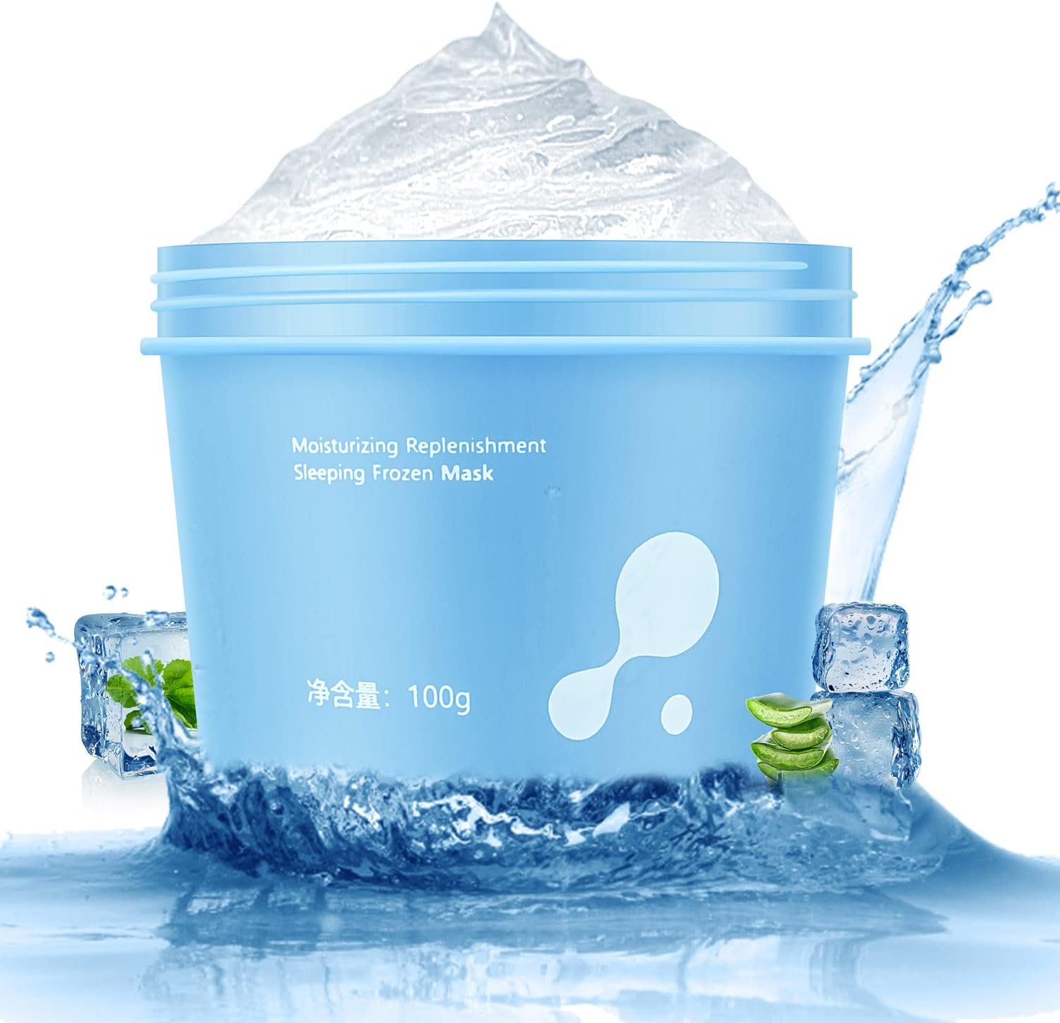 Rednow Moisturizer Ice Water Sleeping Mask, Deep Hydration Overnight Face Mask, Hyaluronic Acid Moisture Cream Skin Care Lotion with Free Spatula