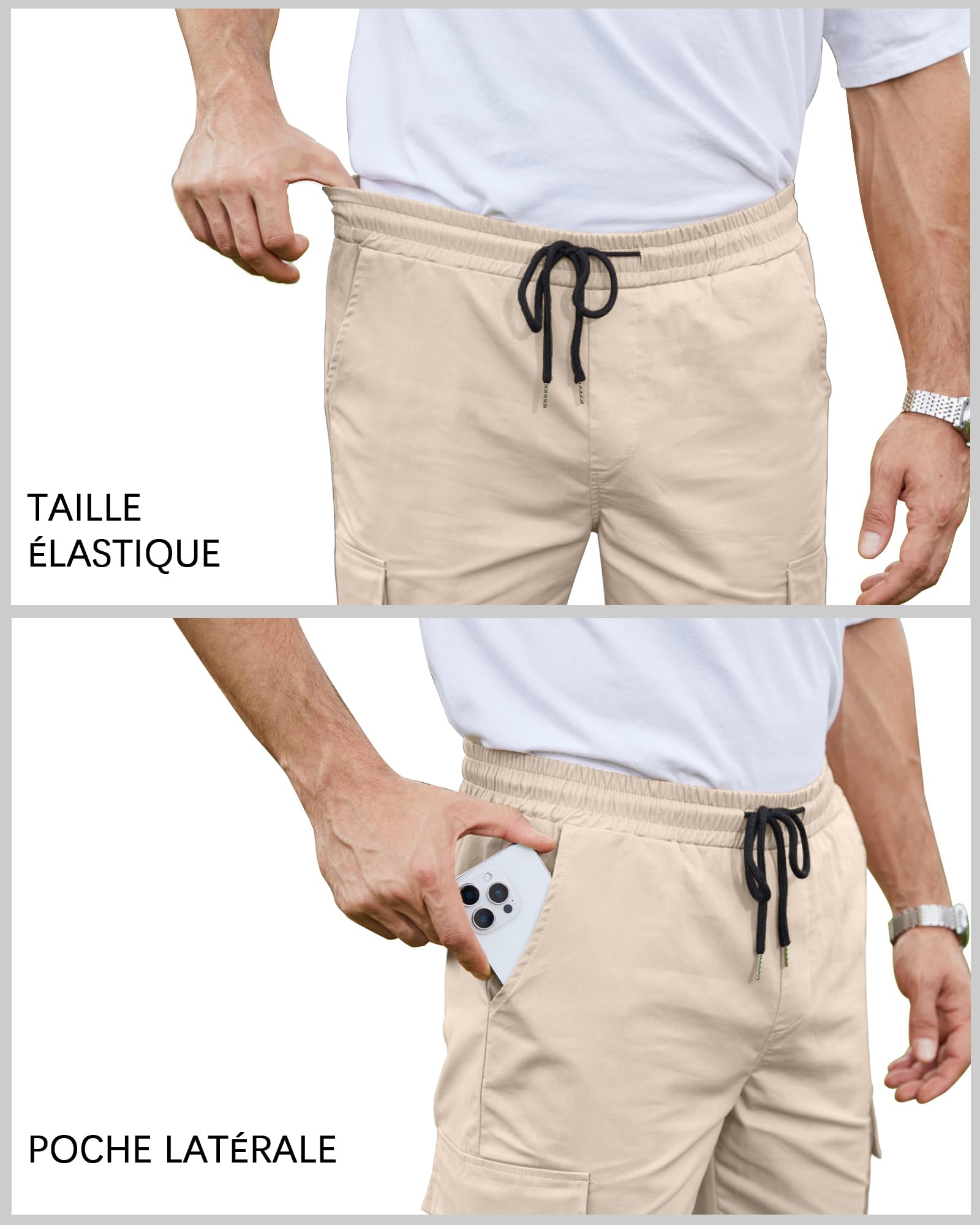 YAOHUOLE Cargo Short Homme Elastique Bermuda Homme Travail Short Militaire Outdoor Multi Poches