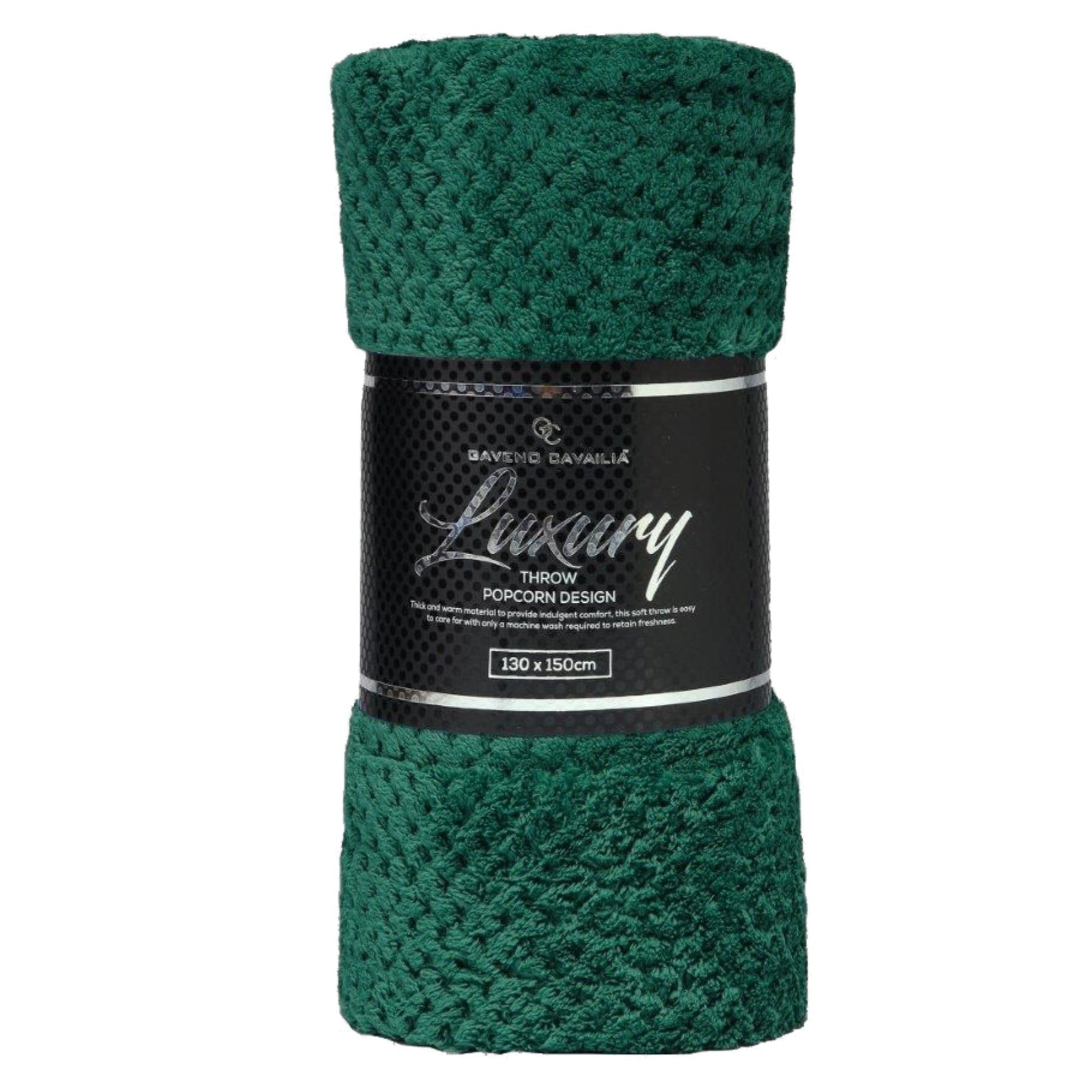VELVETIO Luxury Waffle Fleece Popcorn Throw, Extra Large Thermal Warm Honeycomb Blanket, Soft & Cosy 100% Polyester Snuggle Sofa Bed Throws, 130 x 150cm, Dark Green — image 1
