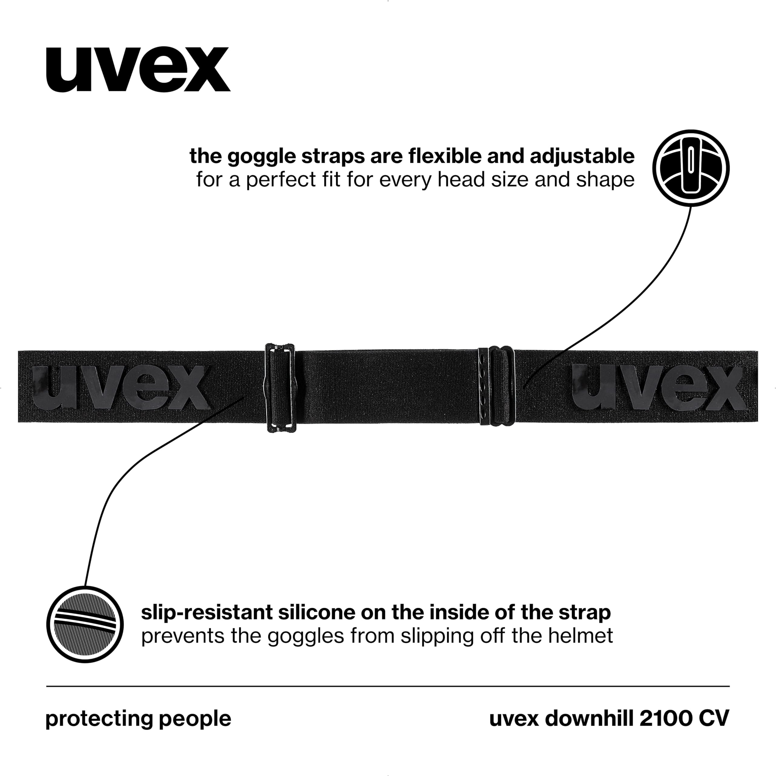 uvex downhill 2100 CV - gogle narciarskie unisex - wzmacniające kontrast - bez zniekształceń obrazu i efektu zaparowania - black matt/blue-green - one size