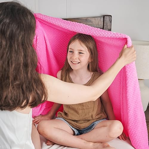 Miniatura 3 de NEWCOSPLAY Manta de franela sedosa de alta calidad con patrón de hojas, color rosa intenso, ligera, para todas las estaciones (rosa intenso, Queen