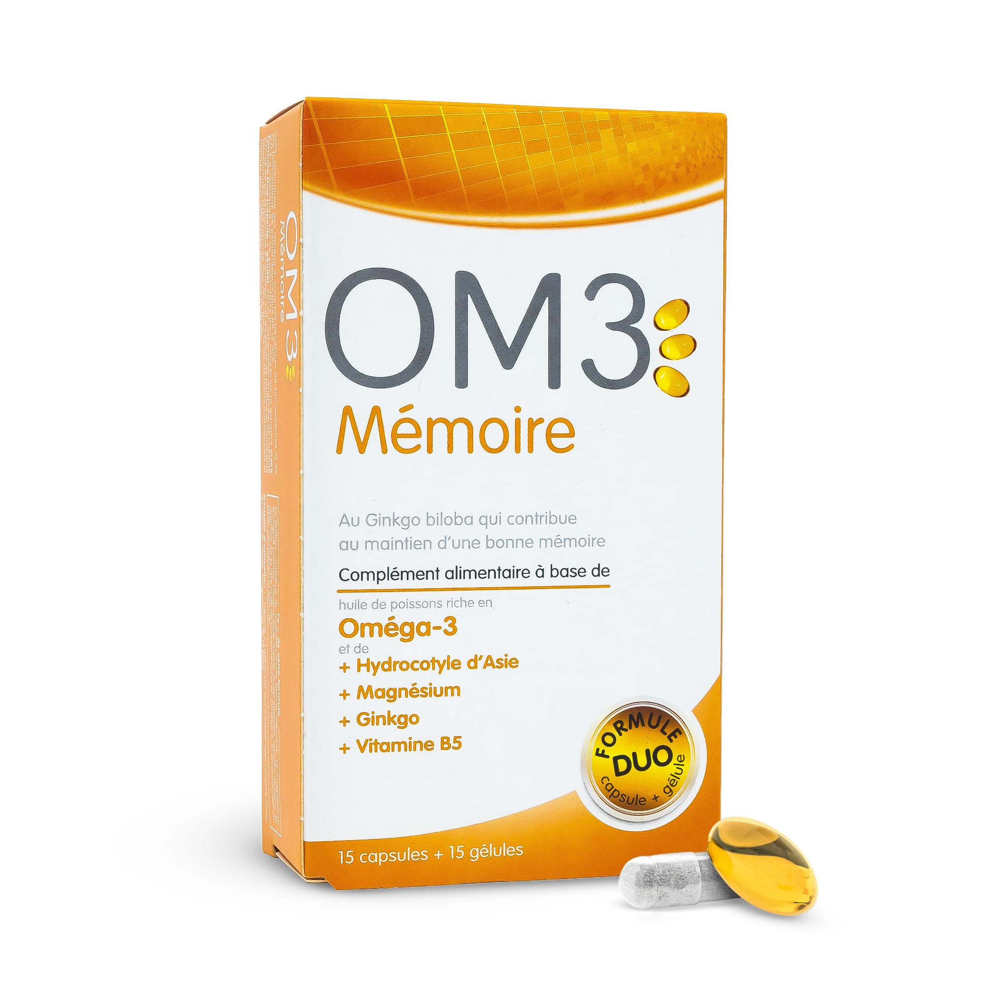 Oméga 3 Mémoire - OM3- Formule duo -15 capsules + 15 gélules