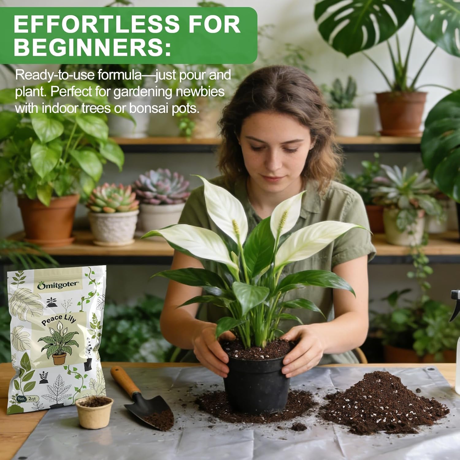 Premium Peace Lily Potting Soil 10qt– All Natural, Well-Draining & Breathable Soil for Peace Lily & Indoor Plants