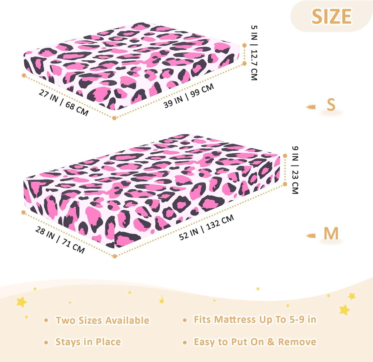 Leopard Prints Animals Pinks Crib Sheets Soft Breathable Fitted Cotton Baby Crib Sheets Mattress Cover for Girl Boy, 52" x 28" x 9"