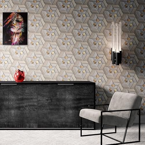 Papel de Parede Adesivo Autocolante Estilo 3D Geométrico Roses 1 Metro