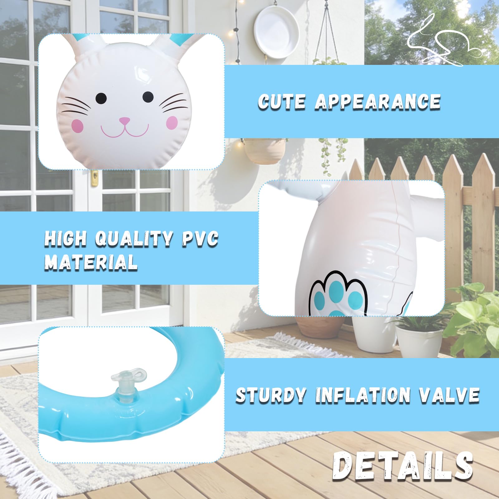 dellyy Jeux de Lancer Lapin Gonflable Pâques, Jeu de Lancer d'Anneaux Gonflable, Lancer de Pâques Gonflable, Intérieur Extérieur Jeux Familial pour Jardin Fête Cadeaux