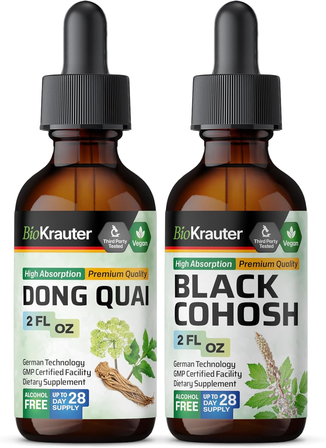 BIO KRAUTER Dong Quai Tincture 2 Fl. Oz. & Black Cohosh Tincture 2 Fl. Oz.
