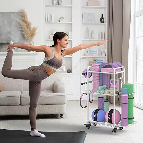 Miniatura 9 de Multi-Functional Home Gym Storage Rack - Yoga Mat Storage Rack, Dumbbell Weight Rack & Workout Equipment Storage with Heavy-Duty Steel Construction