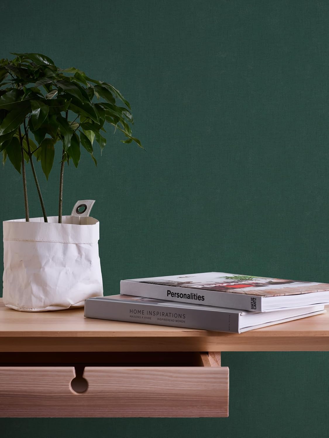 A.S. Création Casual Living 393395 Wallpaper Green Dark Green High-Quality Plain Non-Woven Wallpaper for Bedroom 10.05 m x 0.53 m Made in Germany