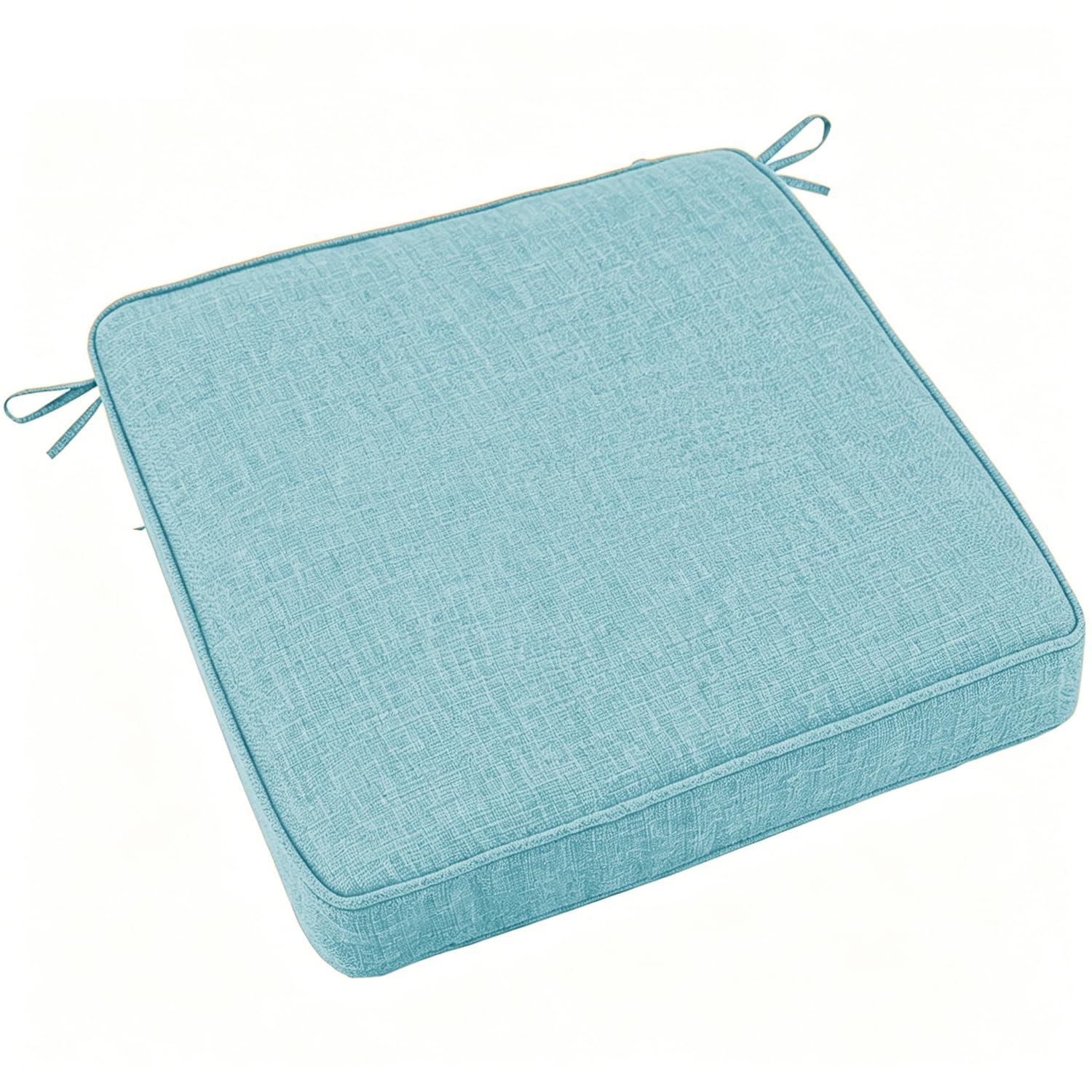 PLCIVSA Square Seat Cushions 25×25/30×30/45×45/50×50cm for Kitchen Chairs/Dining/Office,Memory Foam Chair Pads with Ties & Non-Slip Bottom,Washable Removable(light blue,45x45x3cm)