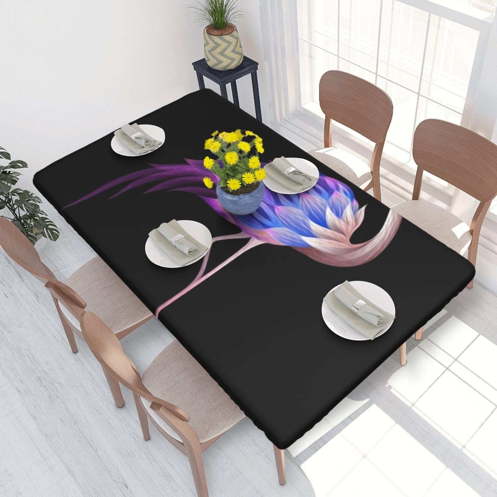 BNVSADC Abstract flamingo Printed 4FT Tablecloth 122x76 CM Polyester Kitchen Water Resistant Table Cloth Dining Table Decoration Table Covers