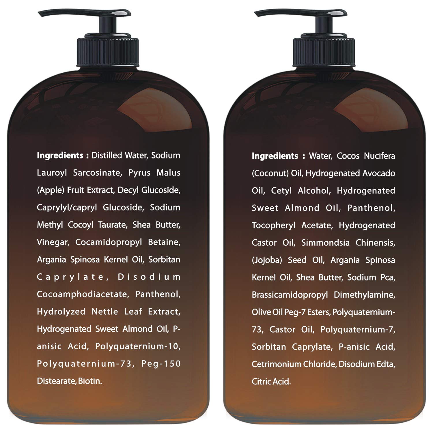 Apple Cider Vinegar Shampoo & Avocado Coconut Conditioner Set - Increase Shine & Reduces Itchy Scalp, Dandruff, Prevents Hair loss - Sulfate Free, All Hair Types - 2 X 16 fl oz