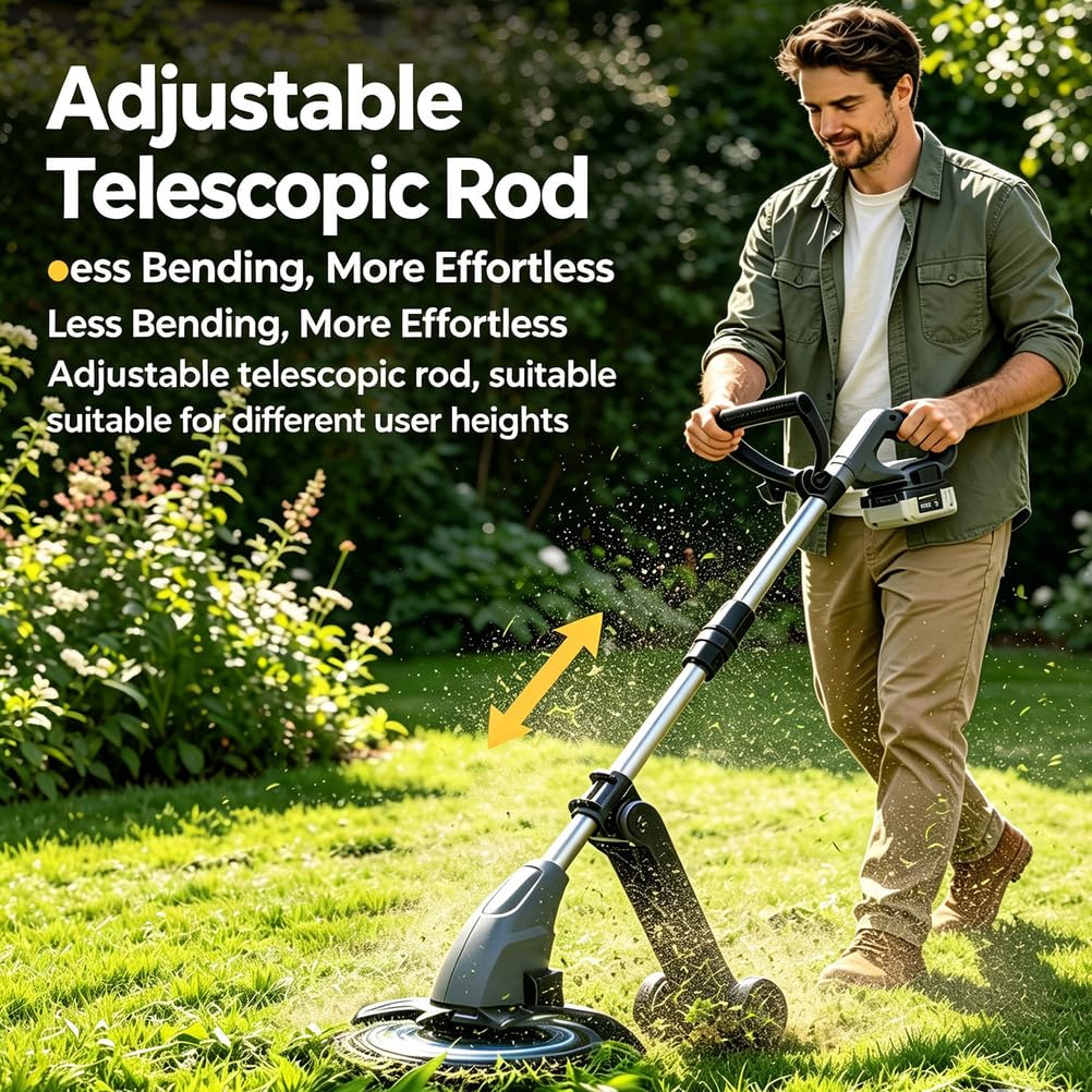 Cortacésped Eléctrico Inalámbrico, Recortadora para Jardín y Césped