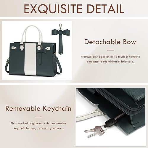 Miniatura 5 de Bolsa de mano para laptop de 15.6 pulgadas, impermeable, de piel sintética, para trabajo, maletín para computadora, oficina, profesor