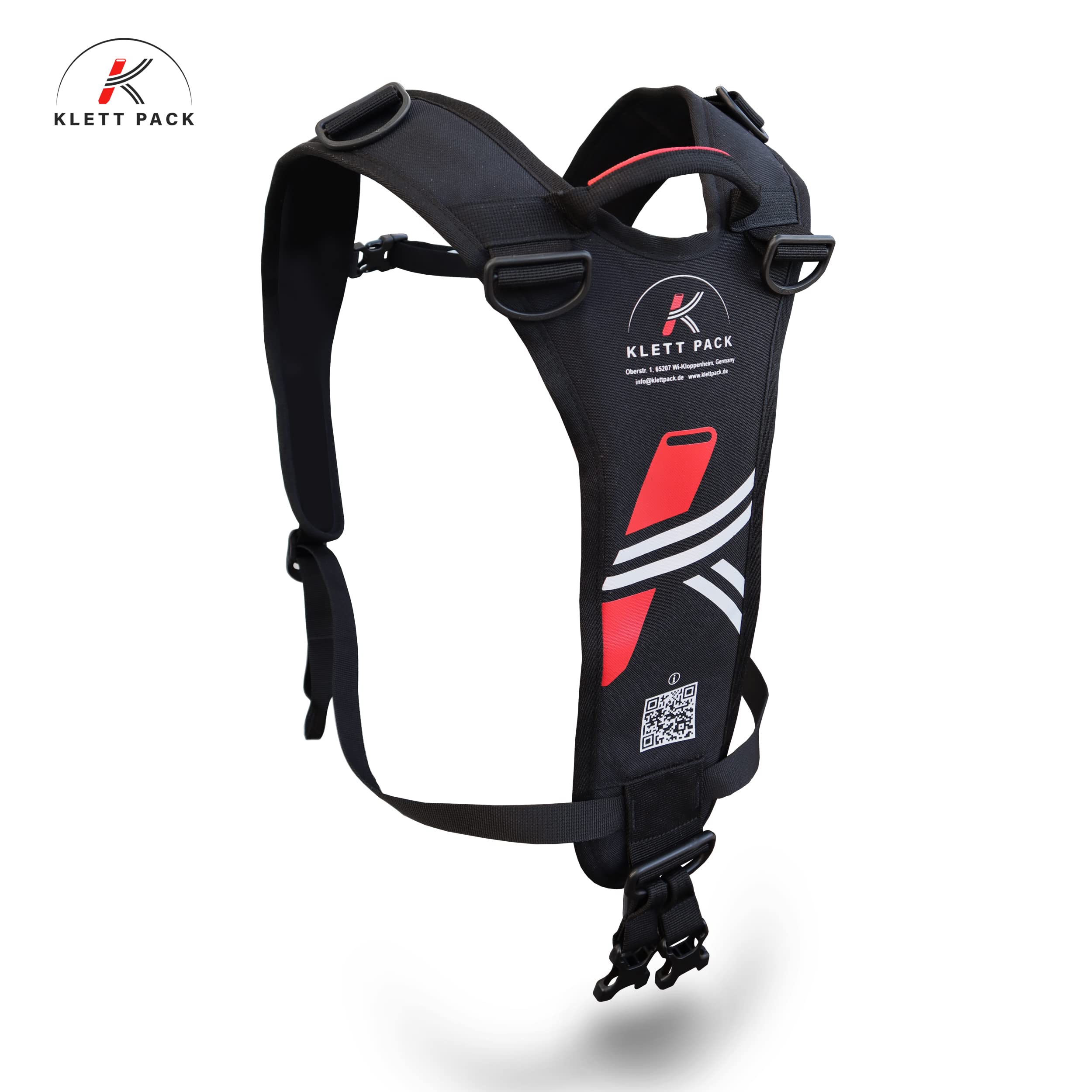 KLETTPACK® Tragegurt für Snowboards, Ski, Mountainboards, Longboards. Tragehilfe und Rückengurt für den Alltag.