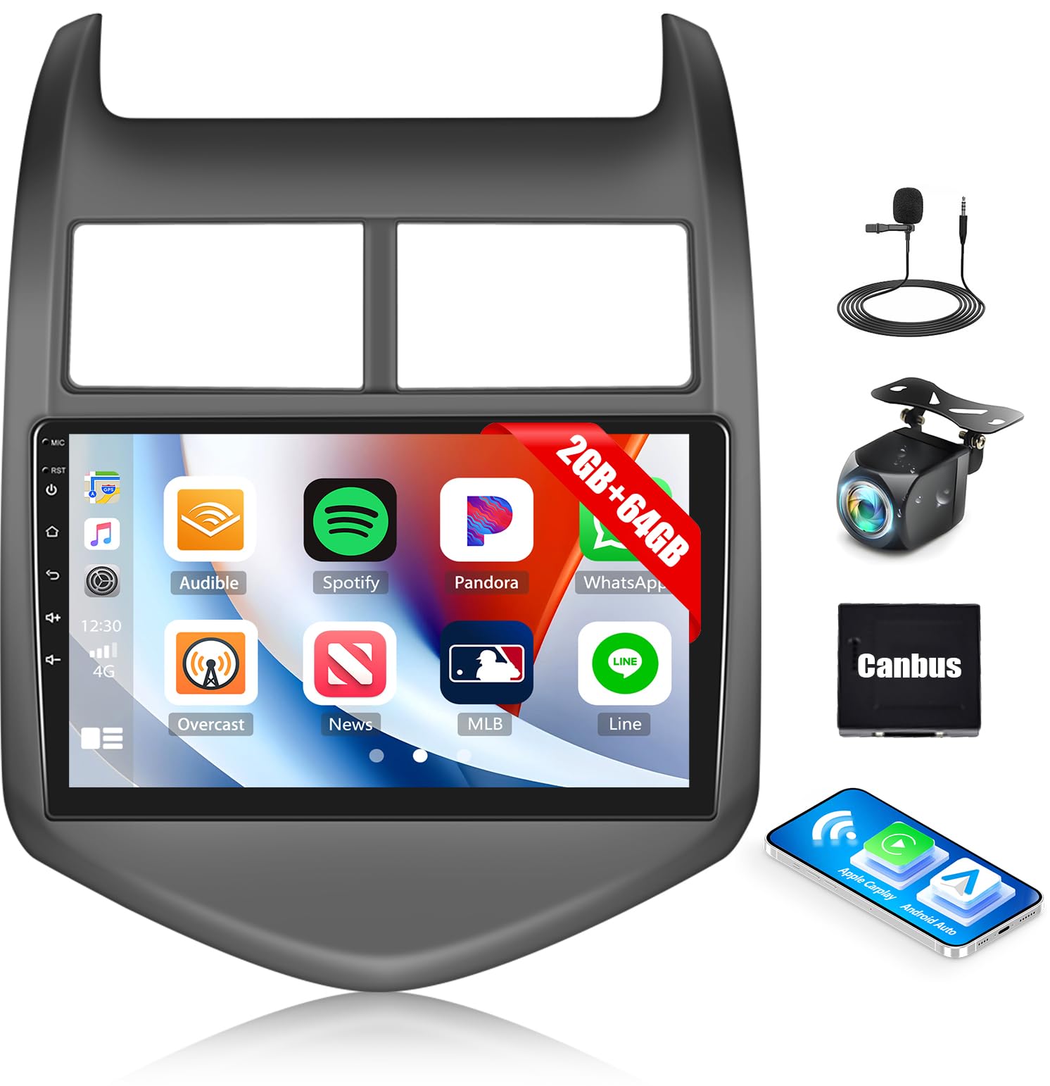 2G+64G Car Stereo Radio with Wireless CarPlay Android Auto for Chevrolet Chevy Sonic 2012-2015 Android 13 Radio 9" Touch Screen Bluetooth Car Radio