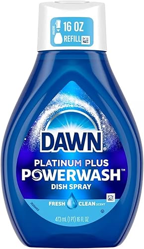 Vista 40 de Dawn Platinum Powerwash Spray para platos, jabón para platos, paquete de aroma fresco, 1 espray (16 onzas) + 3 repuestos (16 onzas cada una)