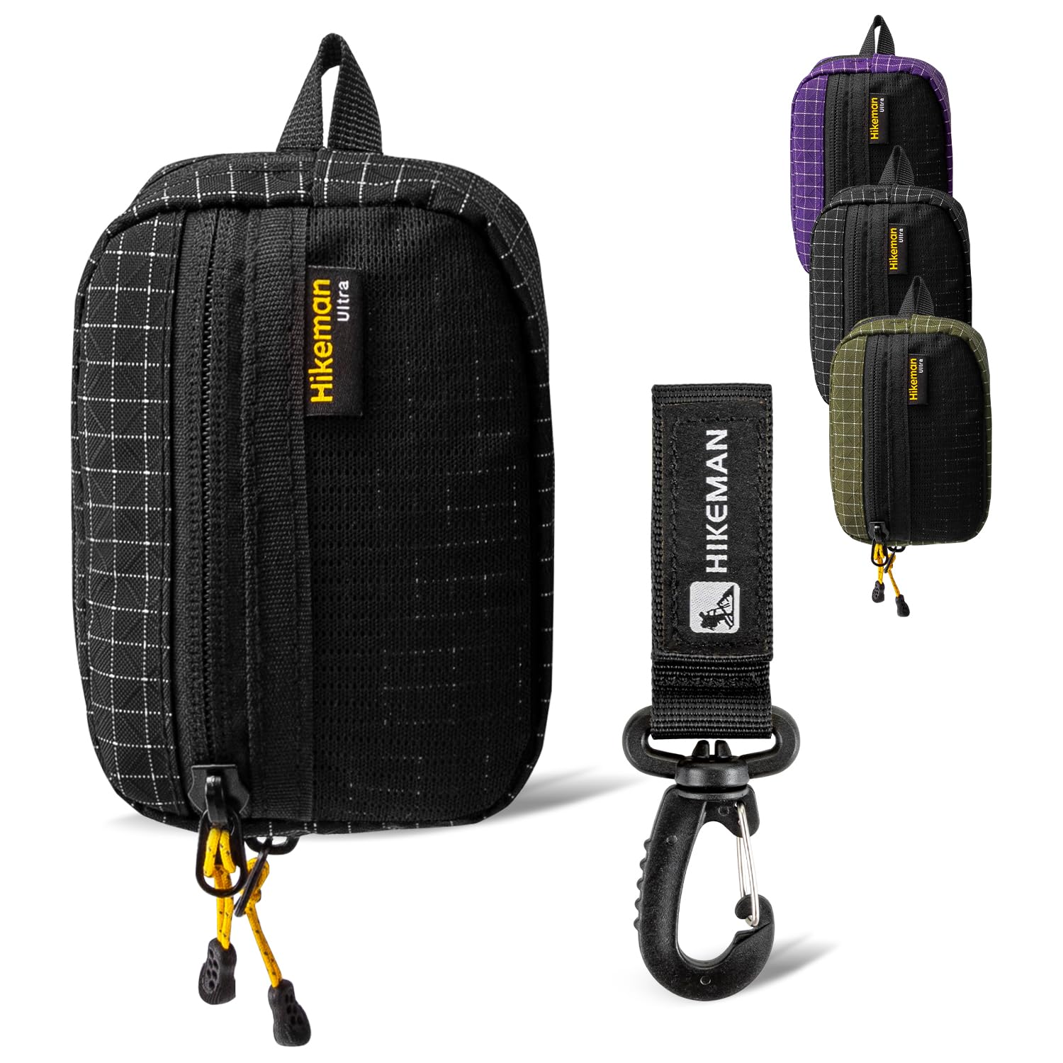 HIKEMAN Multiple EDC Pouch Organizer - Mini Tool Pouch Coin Purse,EDC Pocket Organiser,Small Nylon Pouch for Camping Bush Craft/Digital Storage/Traveling/Hiking(Black)