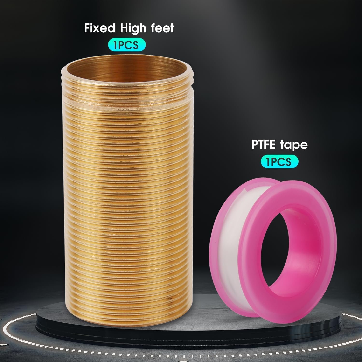 5 Inch Faucet Extension Shank, Brass Threaded Pipe for Thick Countertops, Bathroom Faucet Mount Accessory with PTFE Tape