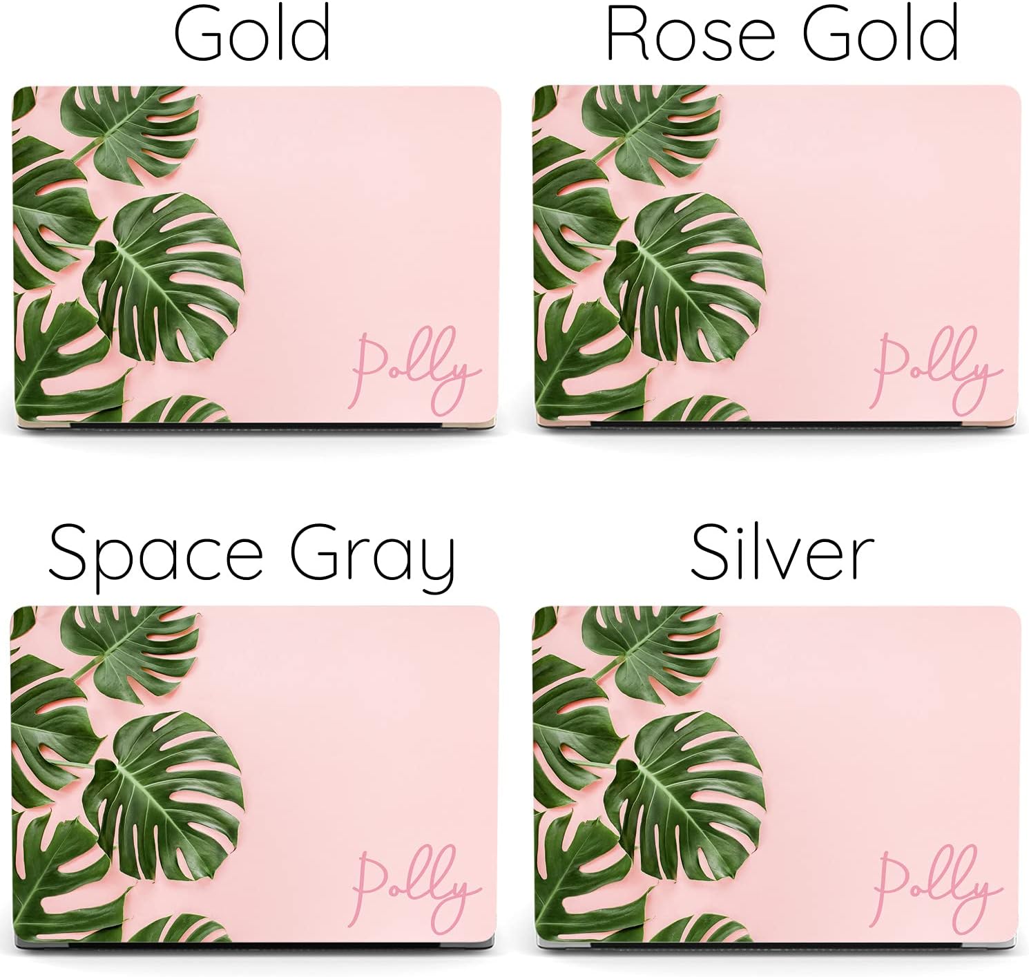 Mertak Hard Case Compatible with MacBook Pro 16 14 Air 15 13 inch M3 M2 M1 Mac 2024 2023 2022 2018 Minimal Laptop Clear Tropical Leaves Protective Touch Bar Name Monstera Personalized Print