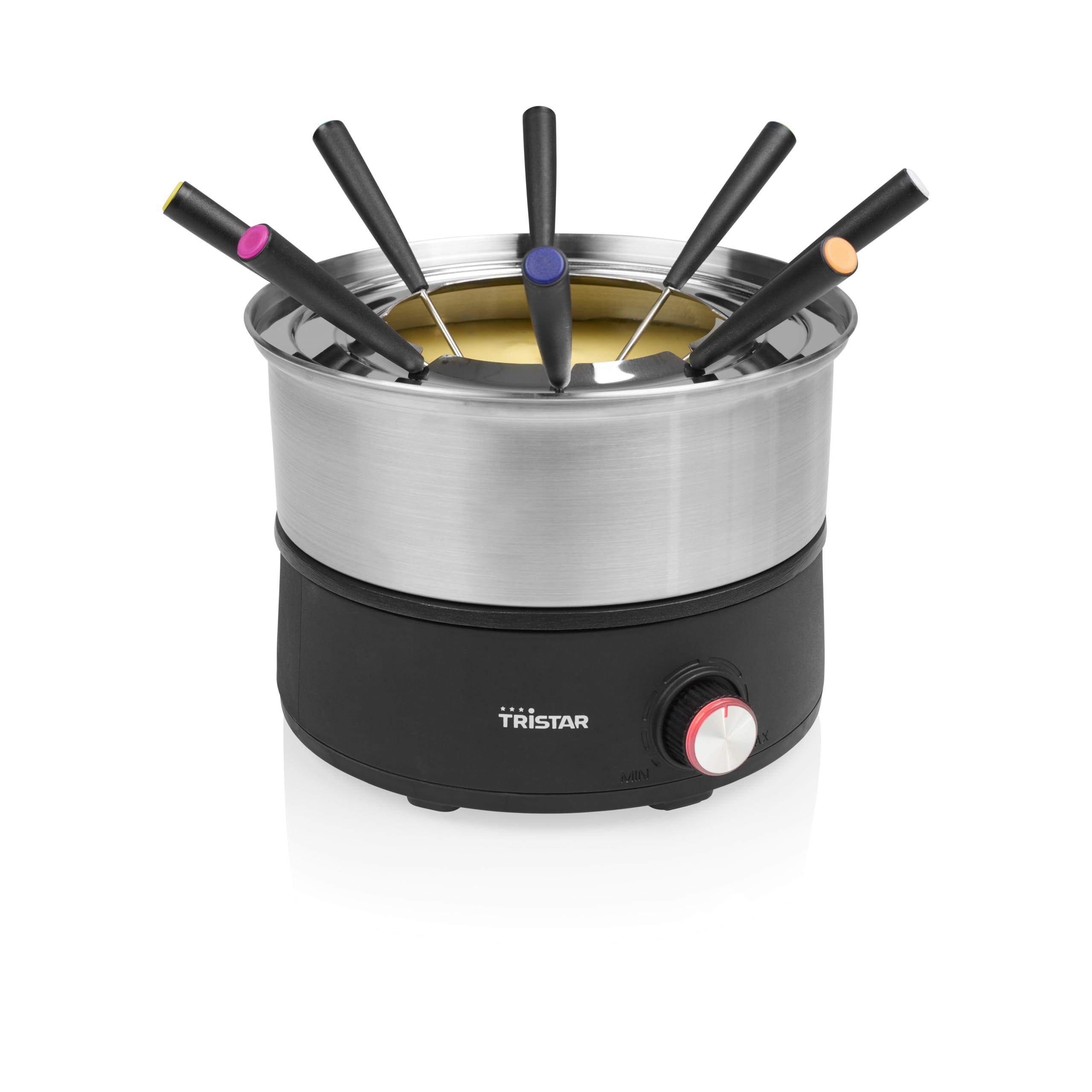 Tristar Appareil à Fondue Électrique, Capacité 1.5 L, 2-en-1 avec Fonction Crêpe, Thermostat Réglable, Pièces Compatibles Lave-vaisselle, Sans PFAS, jusqu’à 8 personnes, FO-1110