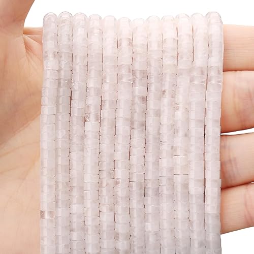 BONNY BOXX 150 cuentas espaciadoras de jade blanco natural, sueltas, semipreciosas, planas, redondas, cuentas de disco Heishi para cuentas de