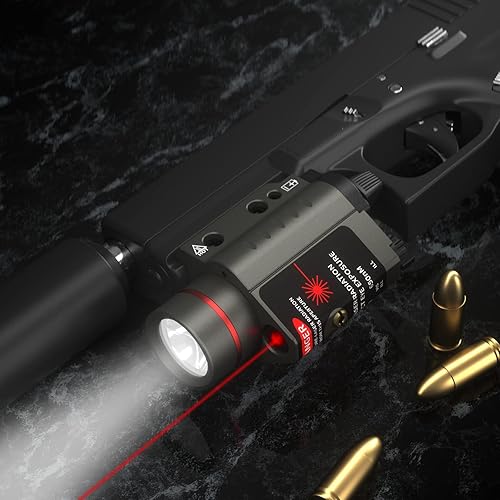Miniatura 6 de Feyachi Combo de linterna láser roja de 200 lúmenes con soporte de riel Picatinny - níquel