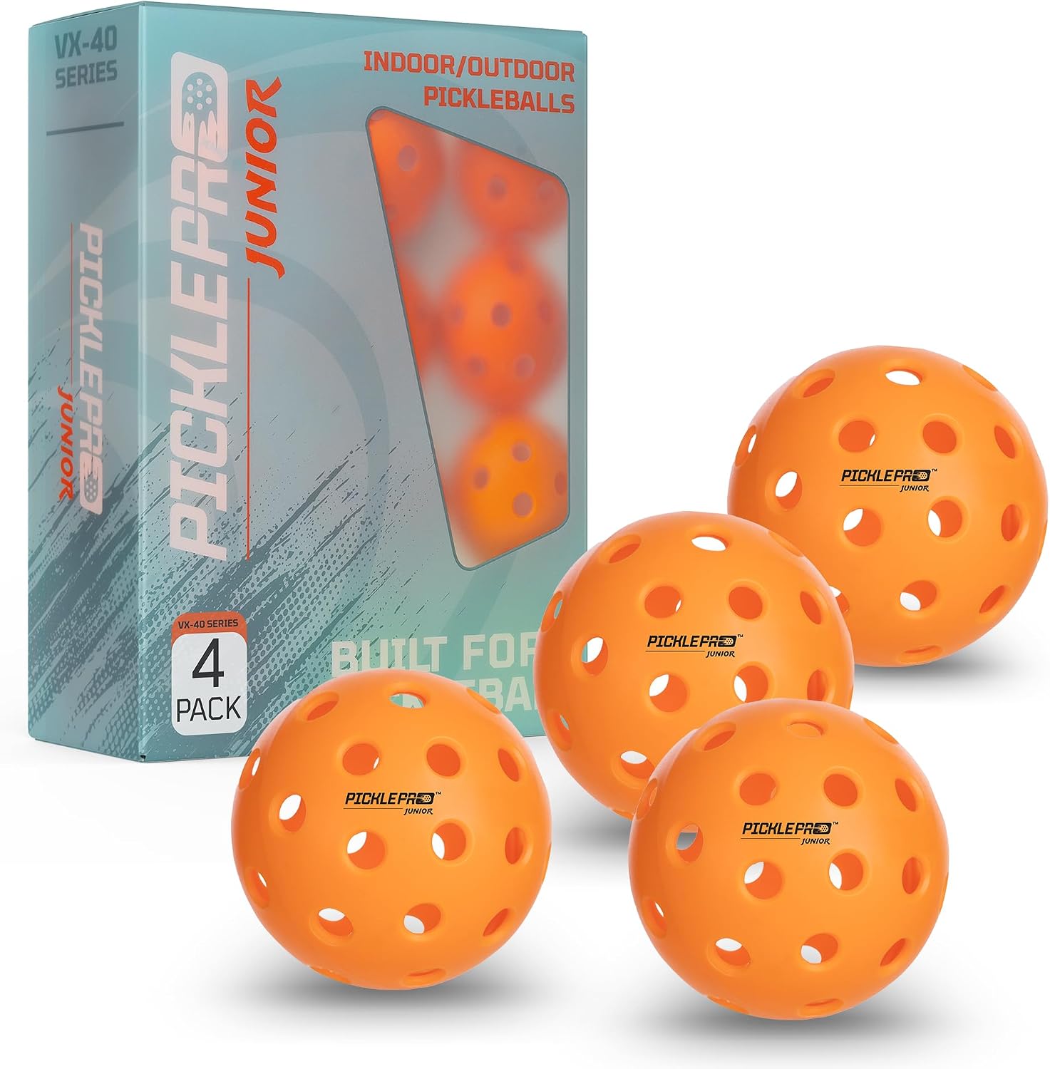 PicklePro Junior Outdoor & Indoor Pickleball Balls for Beginners – Lightweight LDPE 40-Hole Design for Stable Flight, Durable Construction for Training and Youth Play, USAPA Compliant
