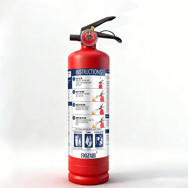 Extintor de Incêndio ABC FIOZABI para Casa e Veículo, 1-A:10-B:C, Agente Químico Seco, Modelo MSWJ1KG