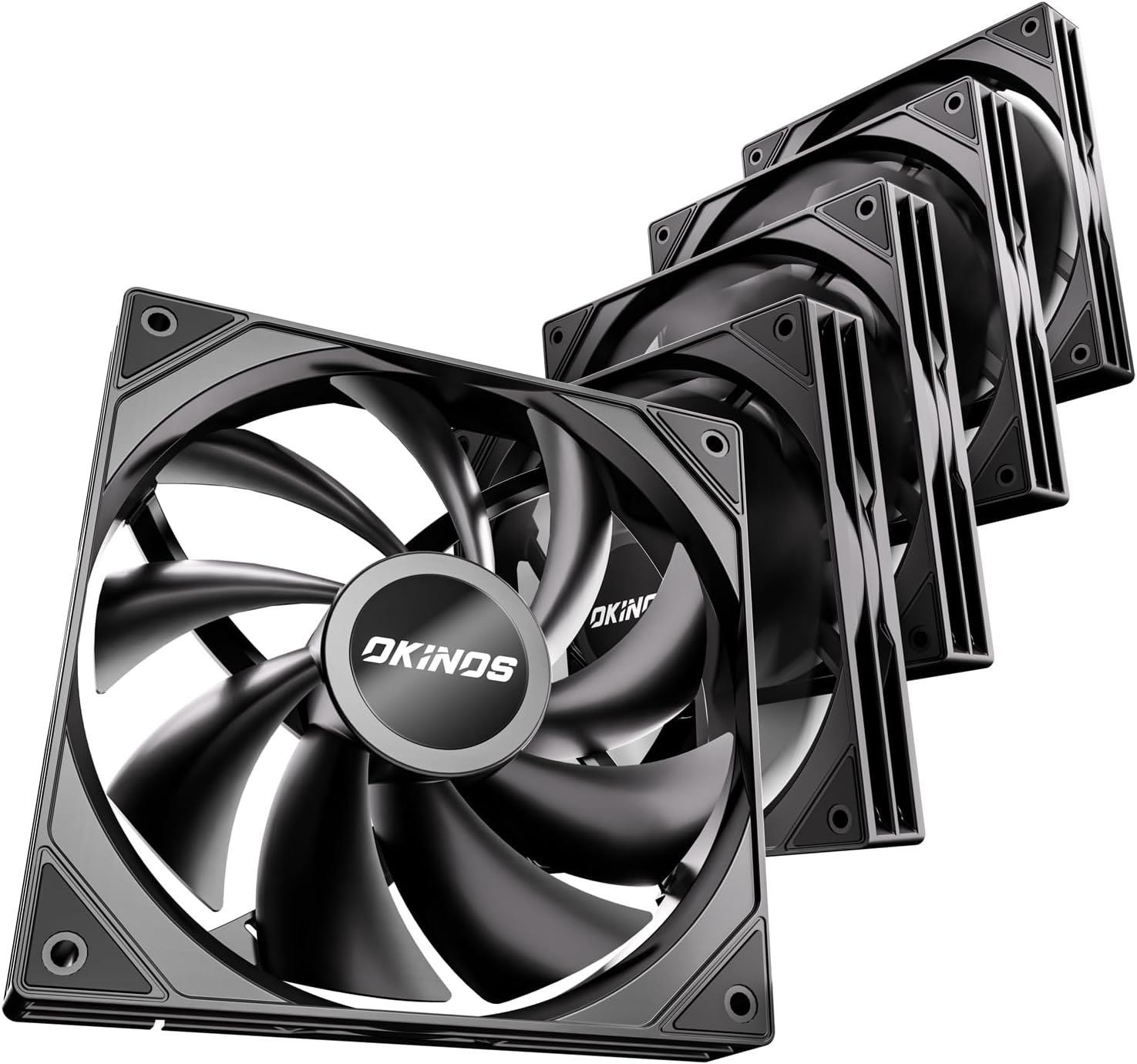 5 Pack, 140mm PWM Case Fans – 4-Pin Silent PC Fans, 1500 RPM High Airflow 74 CFM, Low-Noise 28.2 dBA, Quiet Stealth Mode, 8 Anti-Shock Pads, PWM w/ 1-to-3 Splitter Cable, Hurricane Series