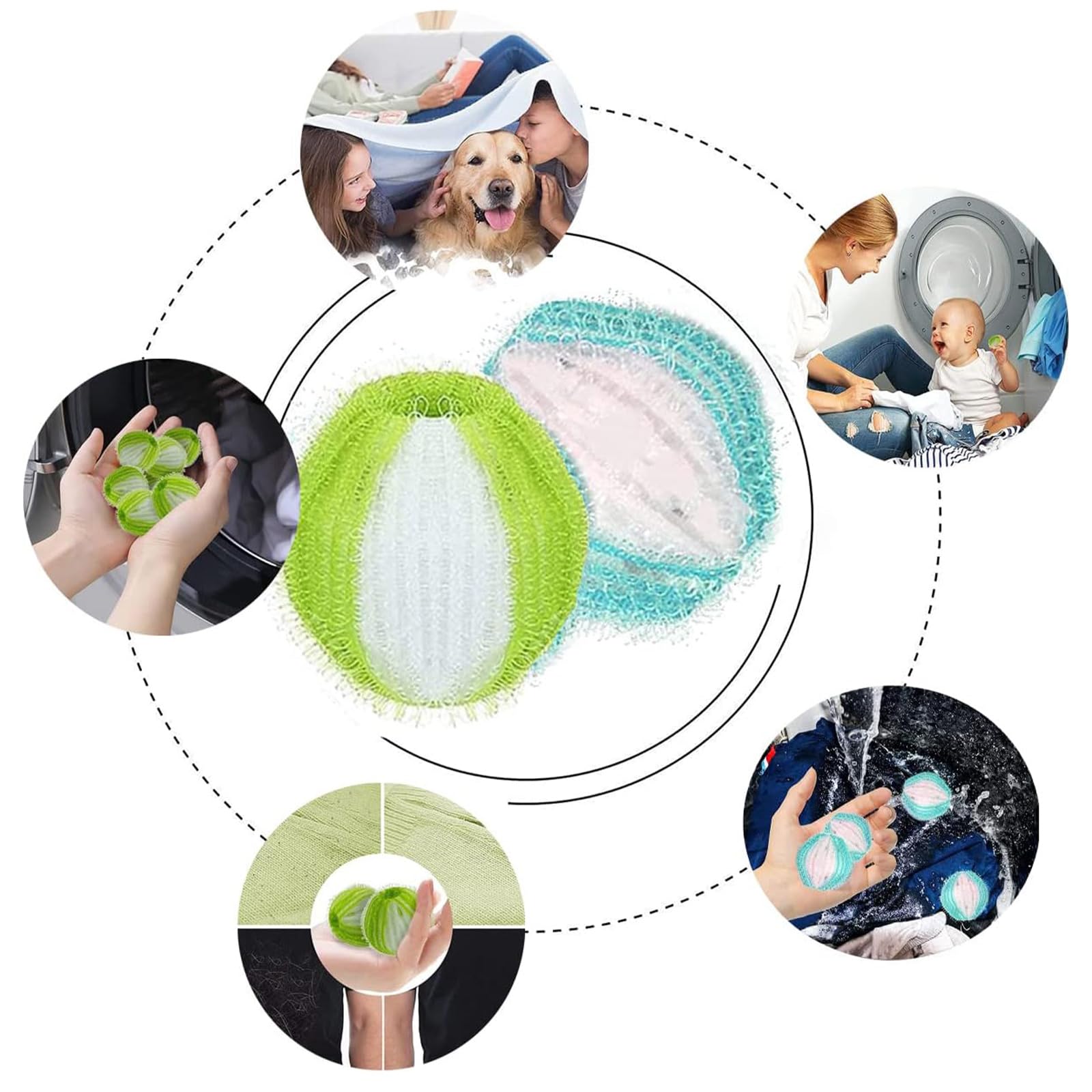 12 PCS pet Hair Remover Washing Machine, Reusable Washing Machine Lint Remover, Laundry Balls Shaped Pet Hair Remover - Image 2