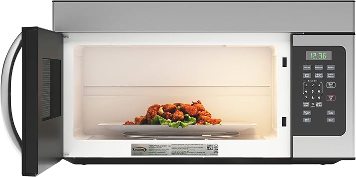 KoolMore 1.6 Cu. Ft. Over the Range Microwave Oven with Oven Lamp and 300CFM Recirculation Vent Hood Function, Auto Cook Menus, Reheat Function, 10 Power Levels, Timer, and Weight Defrost KM-MOT-1SS