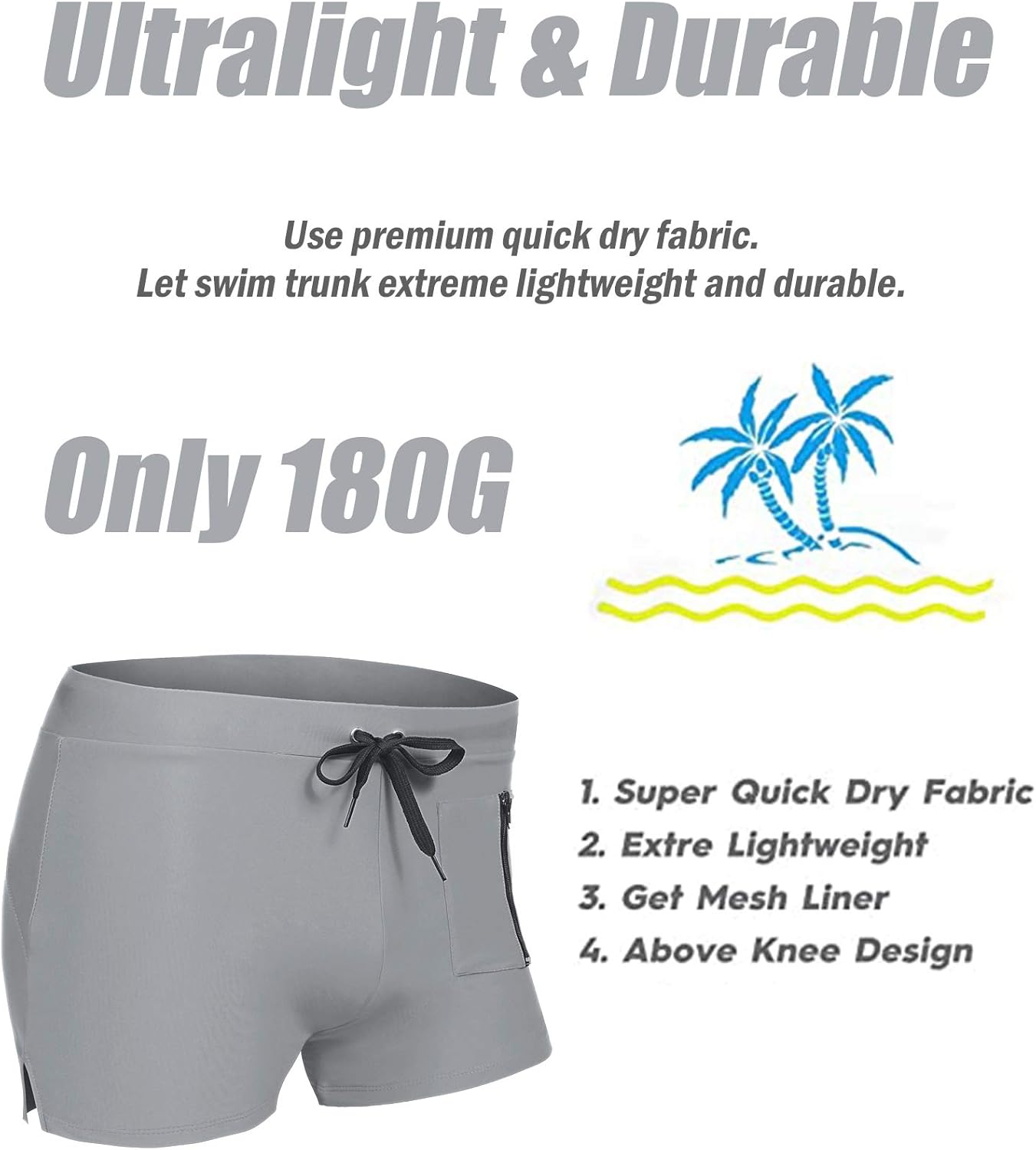 COOFANDY Mens Swim Trunks Swimwear Bathing Suit Swim Brief Square Leg Board Short S-3XL - Image 5