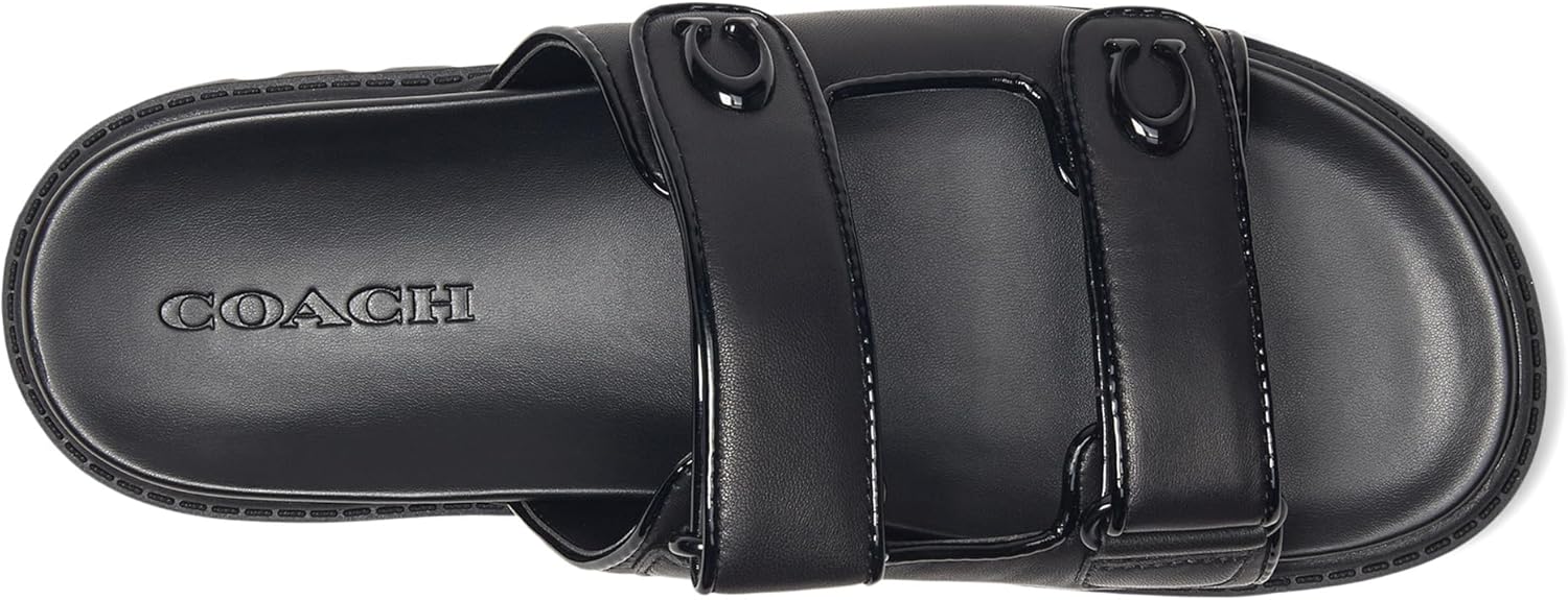 COACH womens Sculpted C Leather Double Band Sandals - Image 2