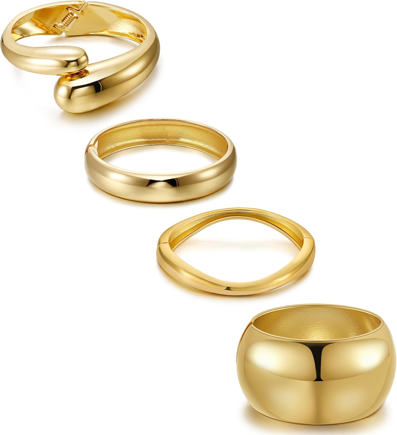 Gold Bangle Bracelets for Women Wide Hinged Twist Wrap Arm Cuff Trendy Thick Bracelet Jewelry