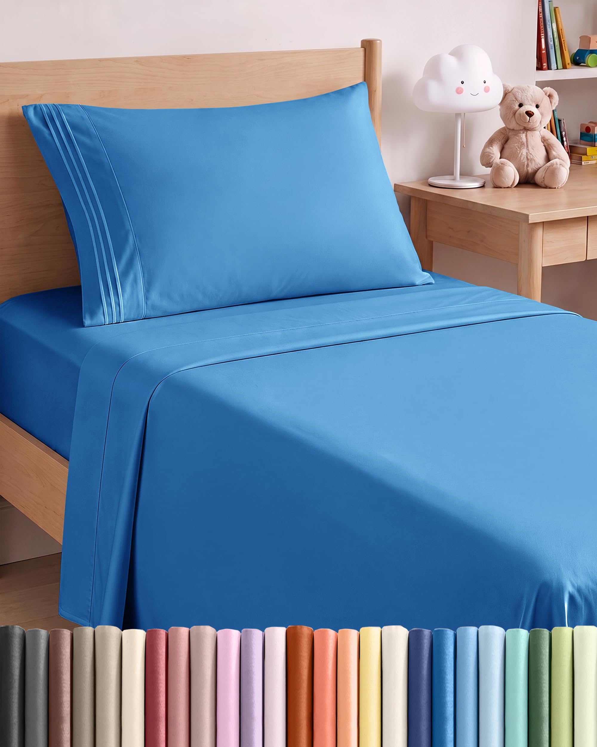 Twin Size 3 Piece Sheet Set - Breathable &amp; Cooling Sheets - Royal Blue