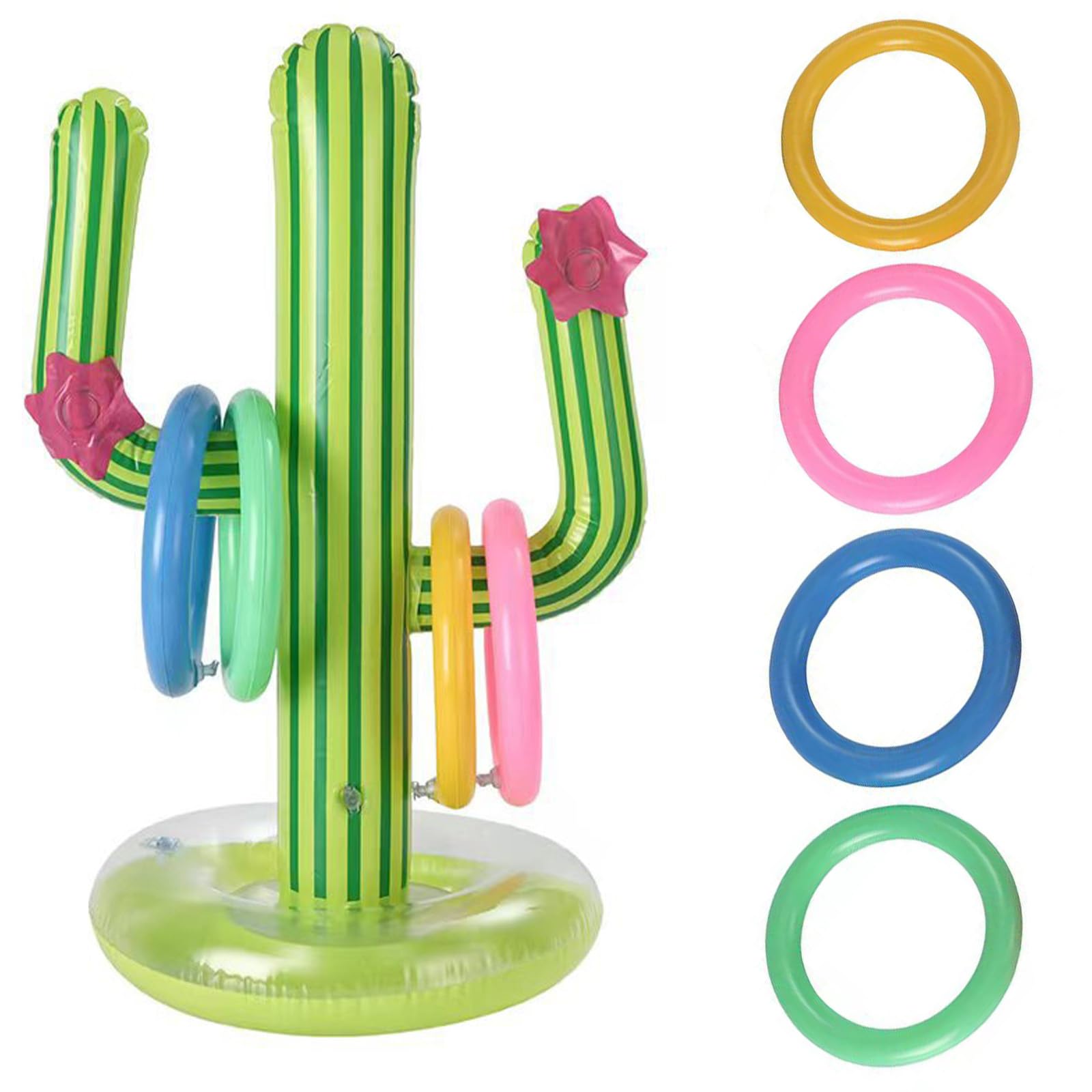 Falafoty 7PCS Cactus Gonflable Jeu de Lancer D'anneau, Bouée Piscine Jouet Anneau Cactus, Anneaux gonflables Cactus Piscine Gonflable Jouets pour Jeu d'eau d'été, Fête sur Plage Hawaïenne Décor