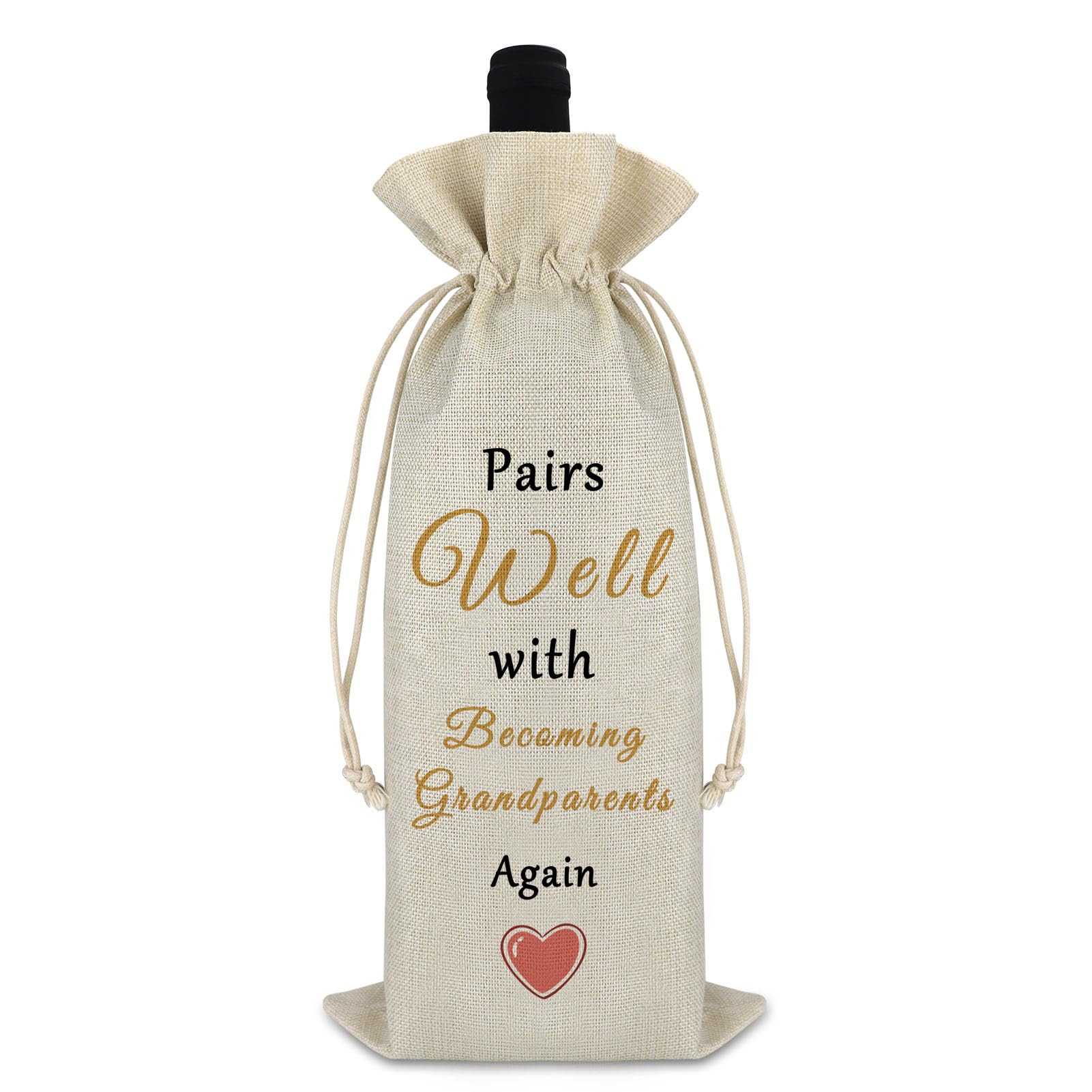 Gfhzdmf Regalo de anuncio de embarazo para abuelos, regalo de revelación de bebé, regalo de nuevo bebé, anuncio de bebé, bolsa de vino con cordón, regalo para familia, baby shower, fiesta, decoración