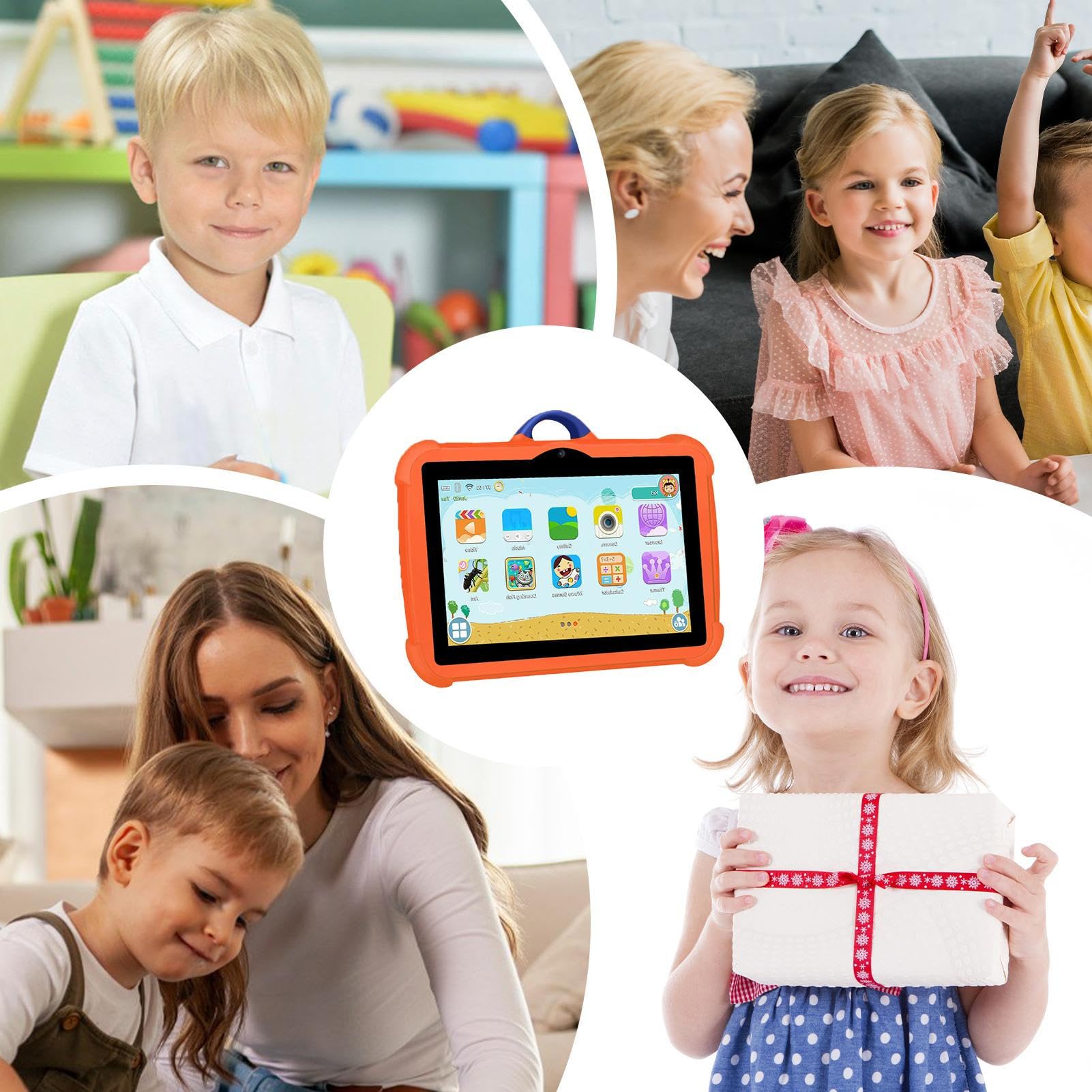 Tablet ad alta risoluzione - PC per bambini da 7 pollici 4 GB + 64 GB, computer portatile multiuso con doppia fotocamera | per film, giochi, apprendimento, studio, intrattenimento, lettura, v