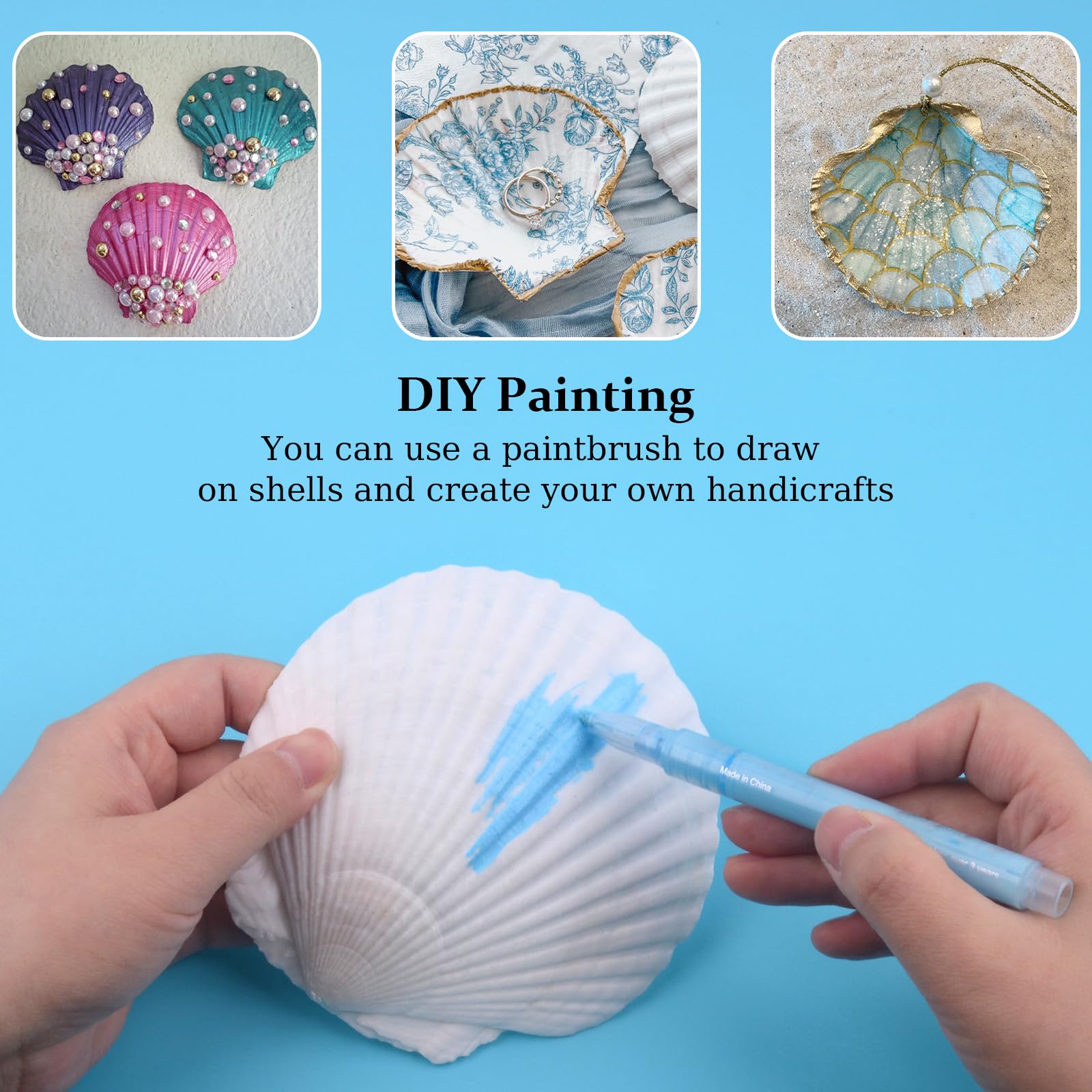 6 conchas de vieira para manualidades de 4 a 5 pulgadas, conchas blancas grandes naturales para decoración de manualidades, pintura del hogar, hornear y playa, decoración de fiesta de boda