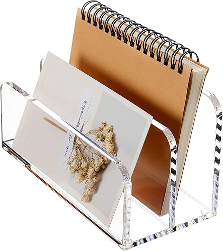 SANRUI Organizador de escritorio de acrílico para clasificador de correo, 2 compartimentos, transparente, pequeño, escritura, documentos, disponible en Yaxa Costa Rica