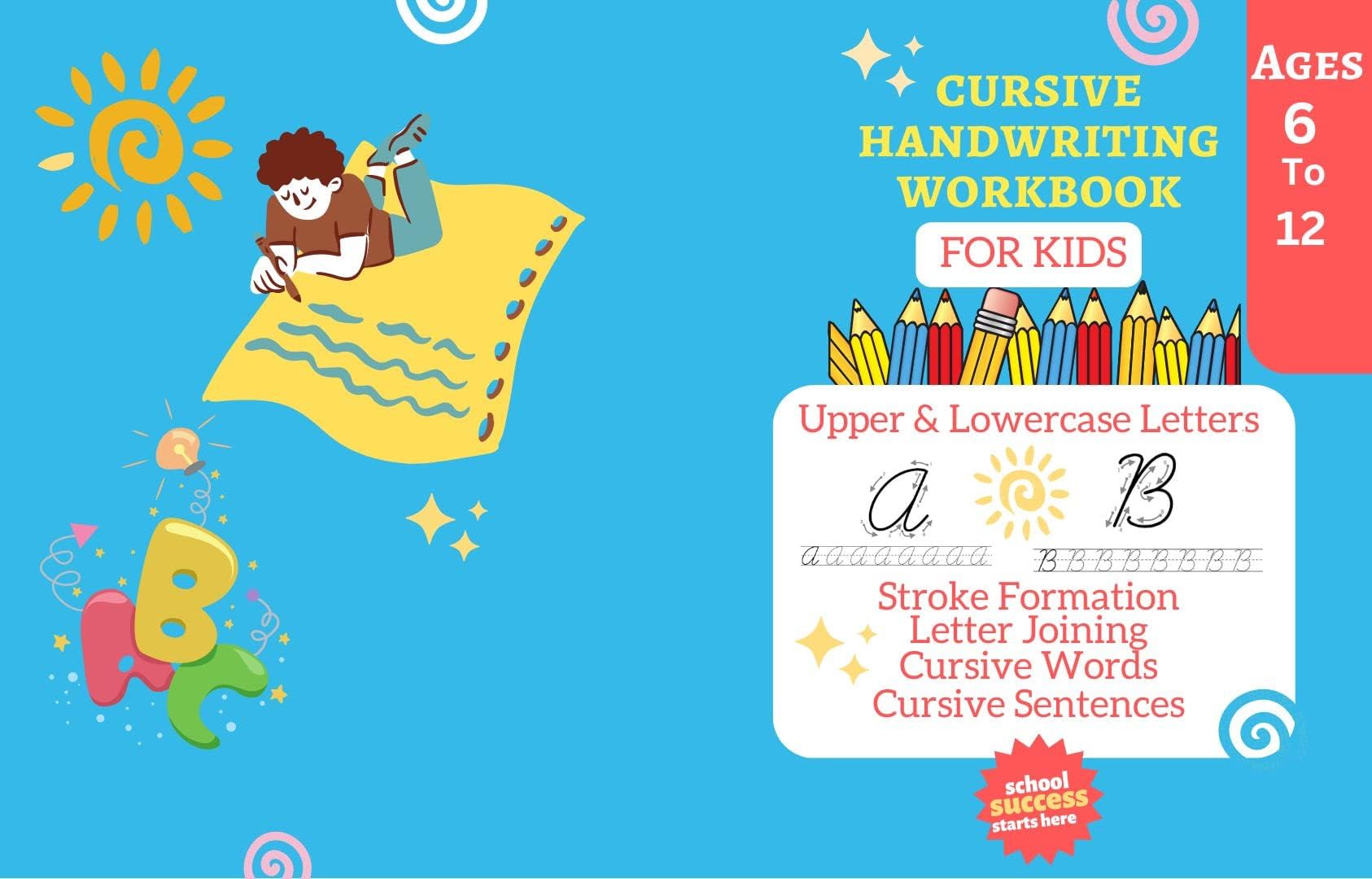 Cursive Hand Writing Workbook For Kids , Handwriting Work Sheets For Kids, Cursive Letters, Alphabet Writing : Cursive Letters For Classroom, Cursive Alphabet Letters For Classroom