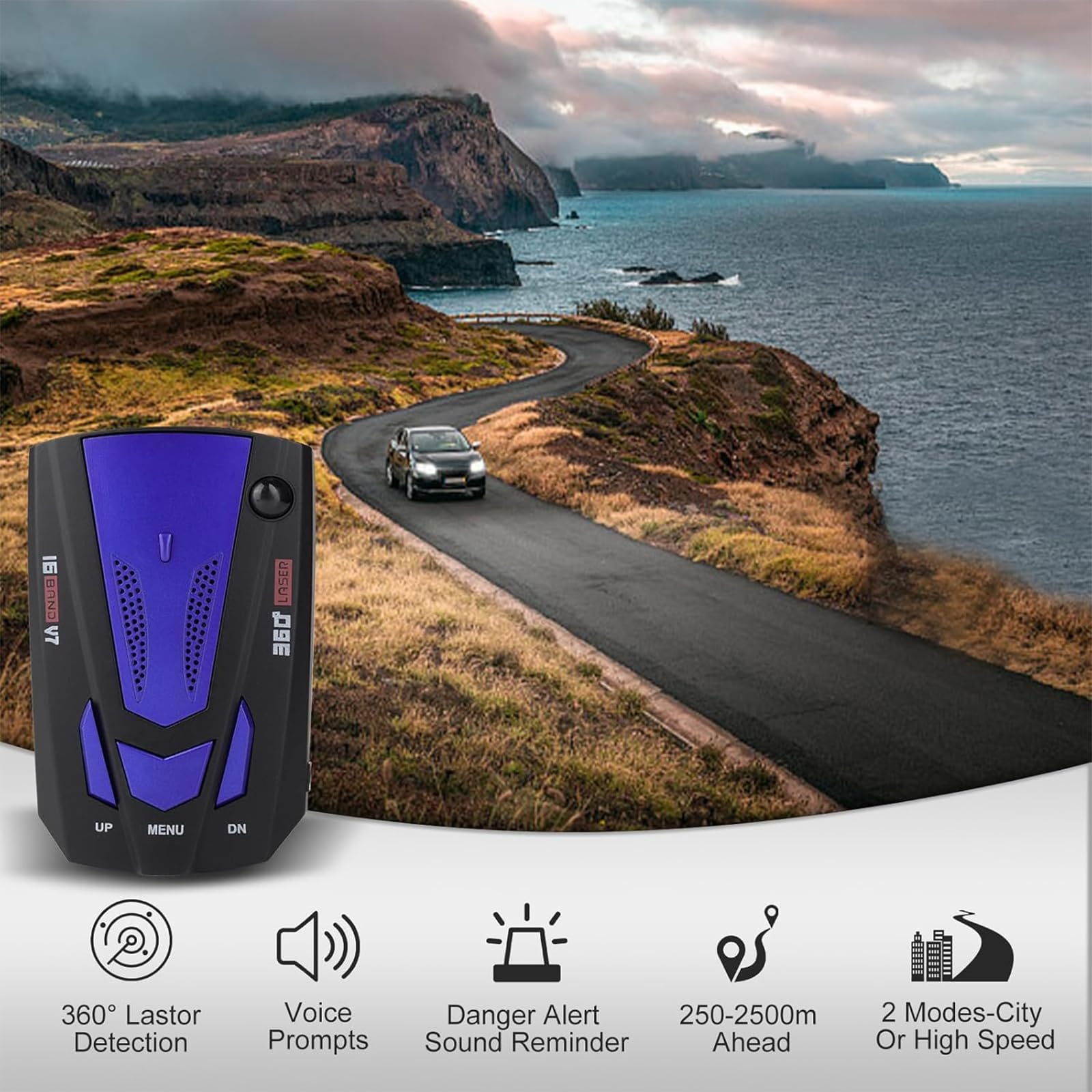 Rilevatore Radar per Auto, Rilevatore di velocità Sicuro a 360 ° con Rilevamento a Lungo Raggio, Rilevamento Ultra Accurato delle Condizioni Stradali Entro 350 M Auto