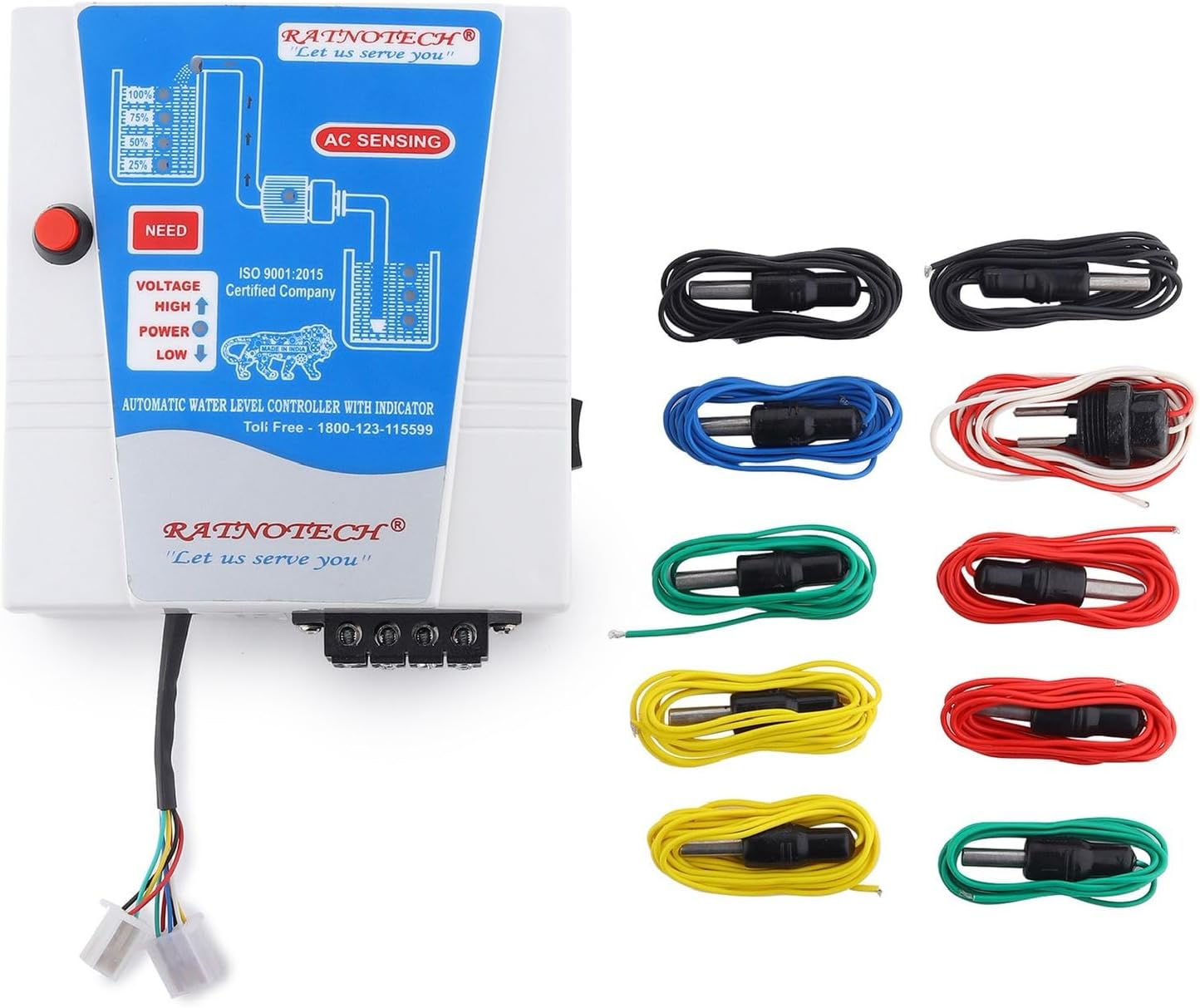 Fully Automatic Water level Controller and Indicating with Sensors- ( For Single phase Motor which have MCBs type Switch)