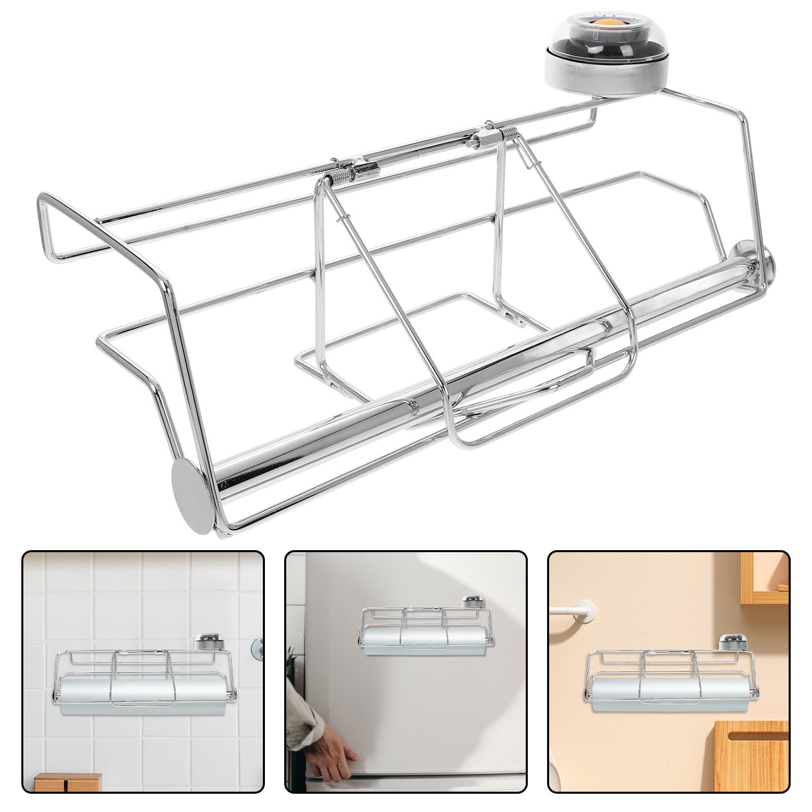 Dispensador Colgante de Bolsas de Acero Inoxidable para Bolsas de Compra y Enrollables, Diseño Portátil y Resistente para Cocina y Supermercado