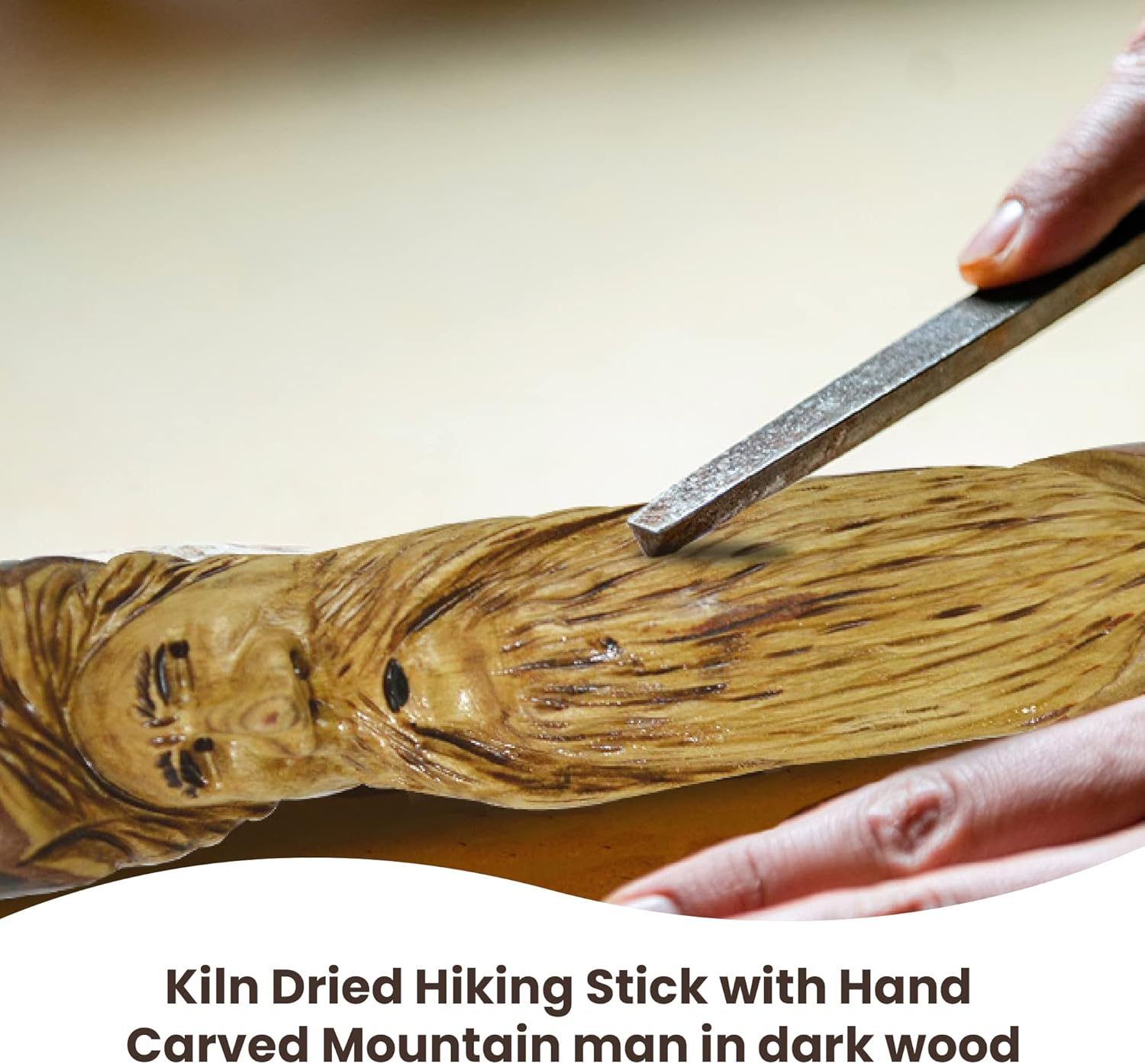 Mountain Man Walking Stick, Dark Wood Walking Stick 60" tall